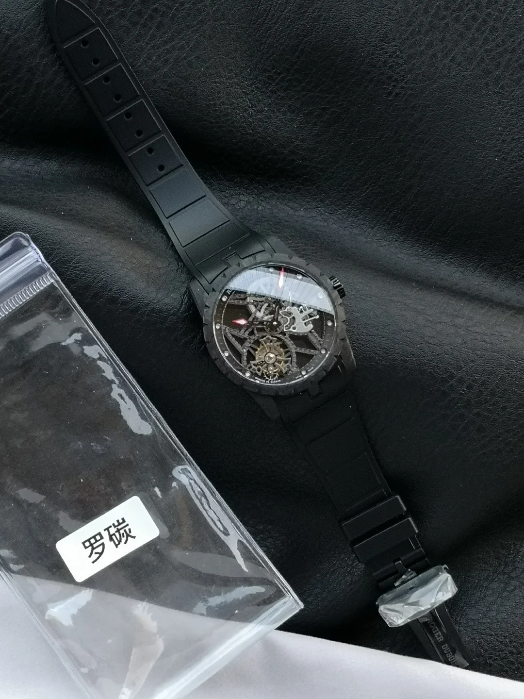 "New Factory" Roger Dubuis carbon fiber V4 version tourbillon — photographed off the sweep