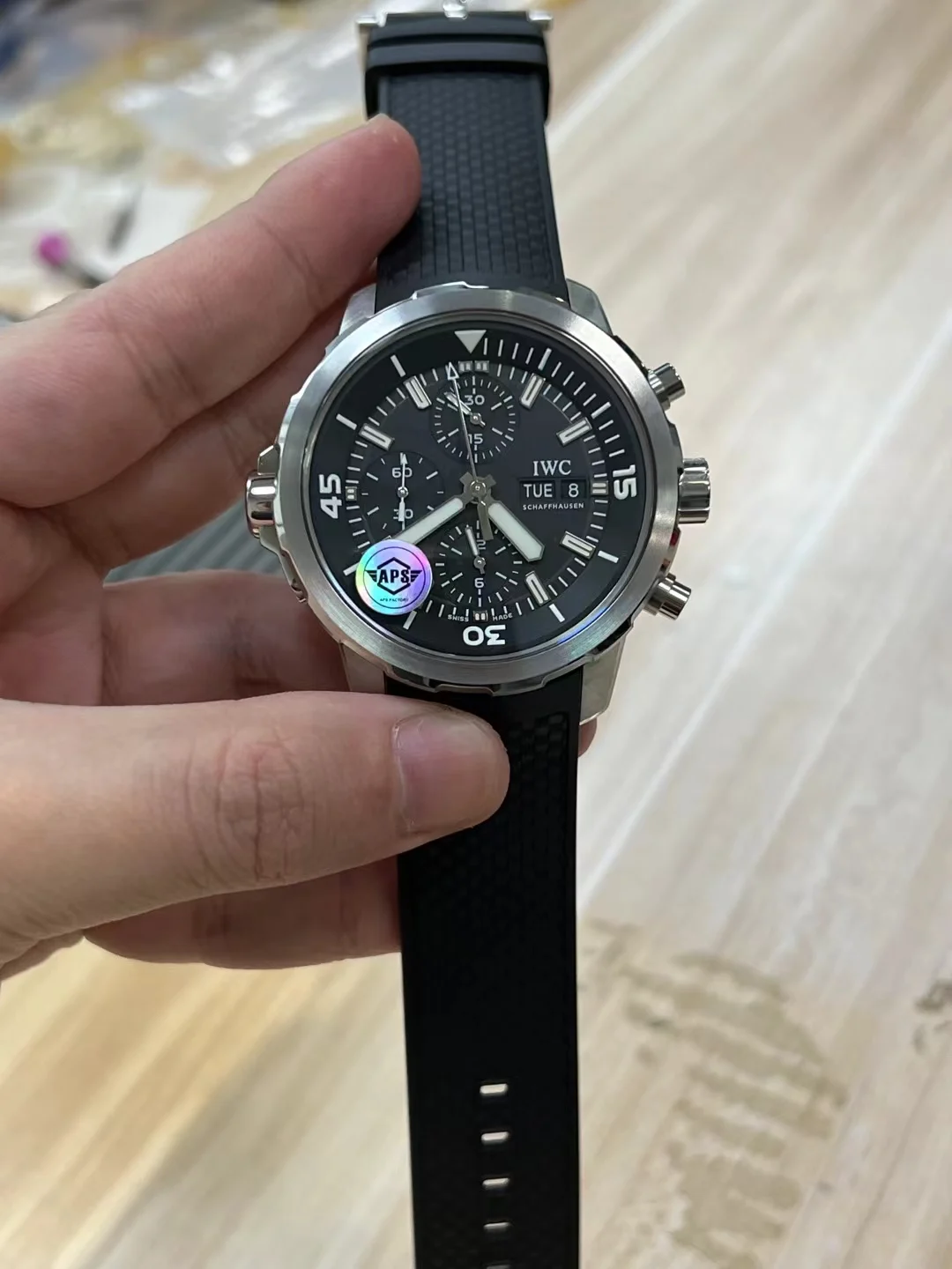 new IWC Ocean Chronograph — photographed off the sweep