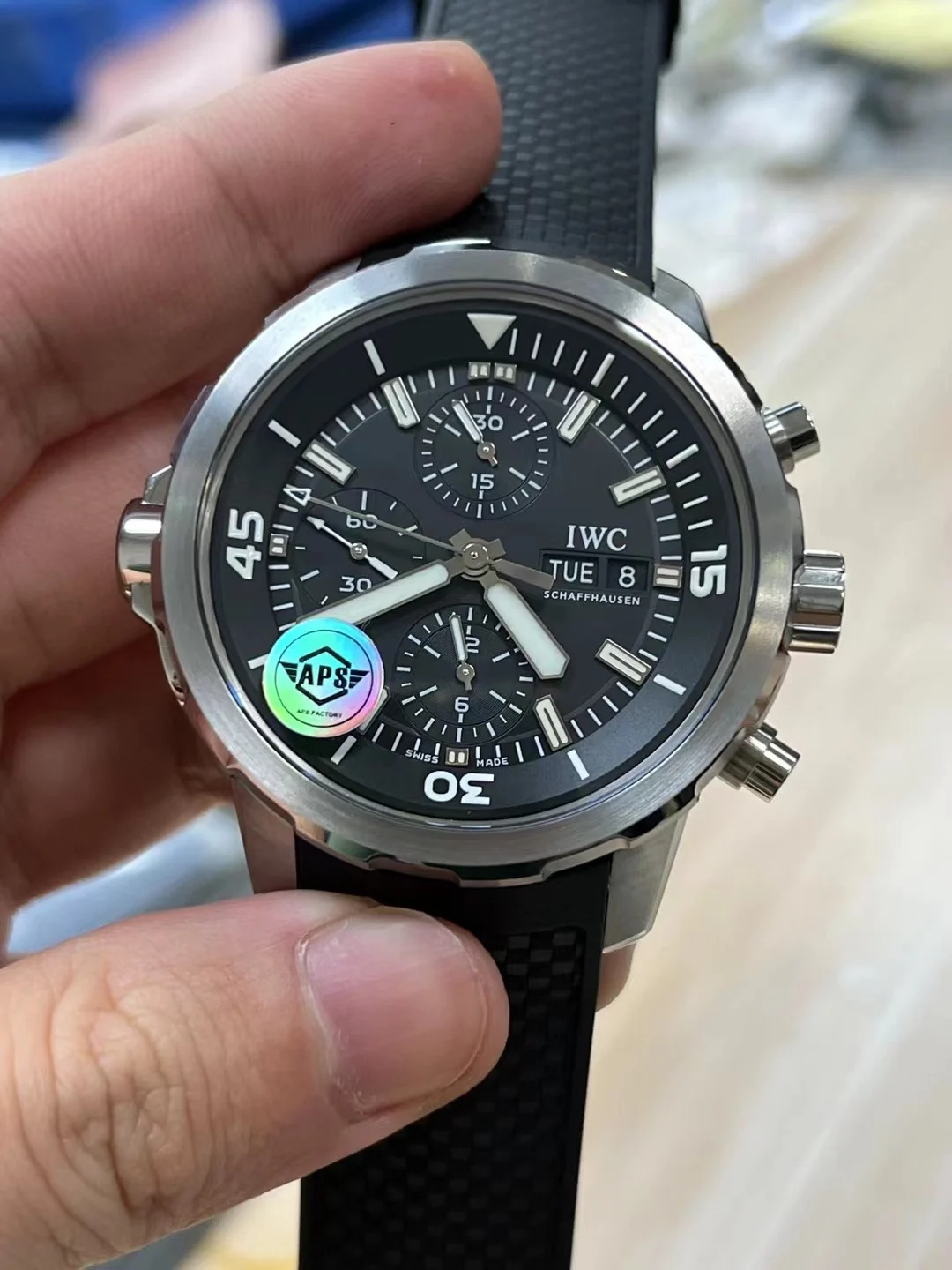 new IWC Ocean Chronograph — photographed off the sweep