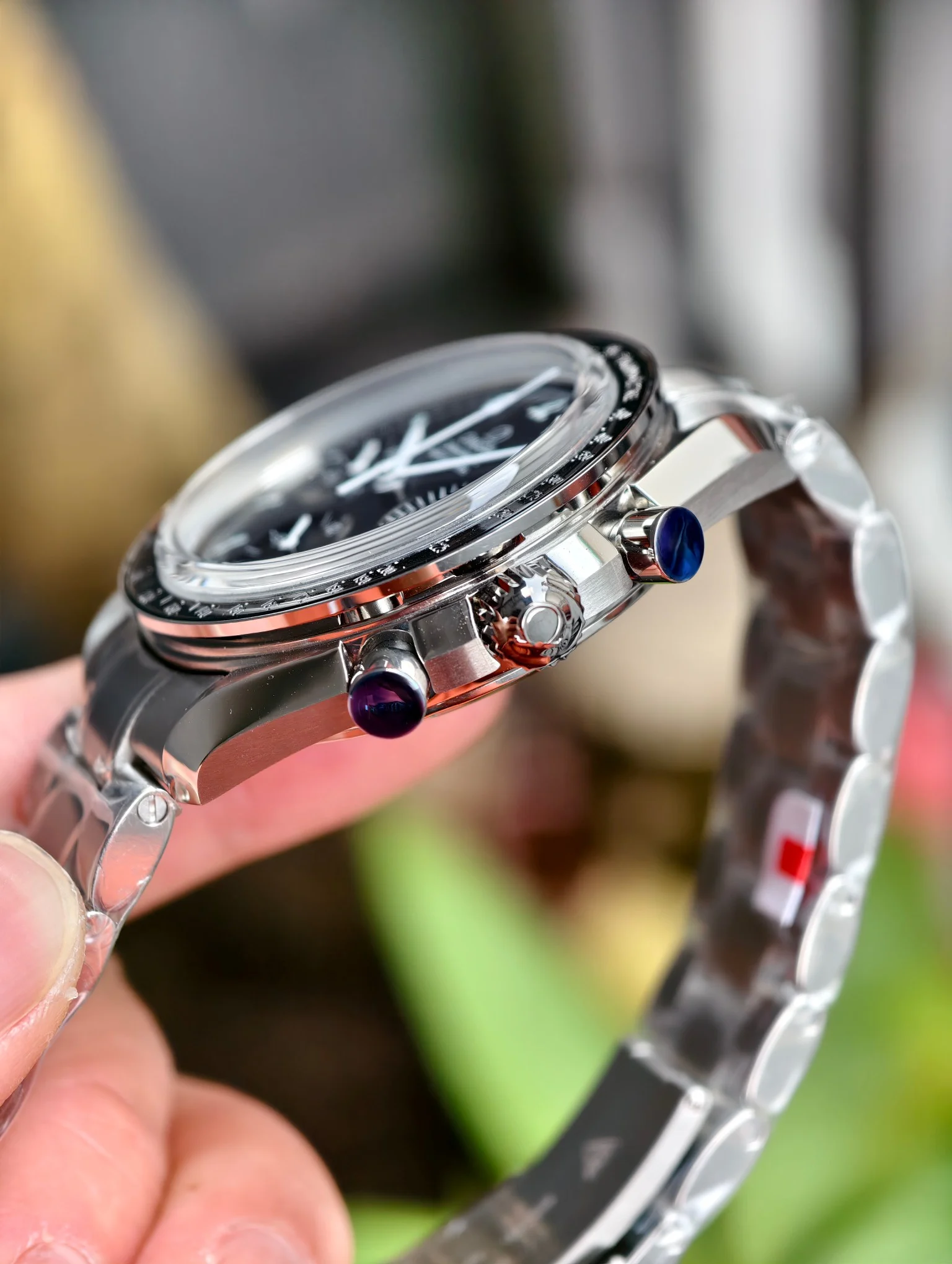 OM Omega Manual Timing Air-King — photographed off the sweep