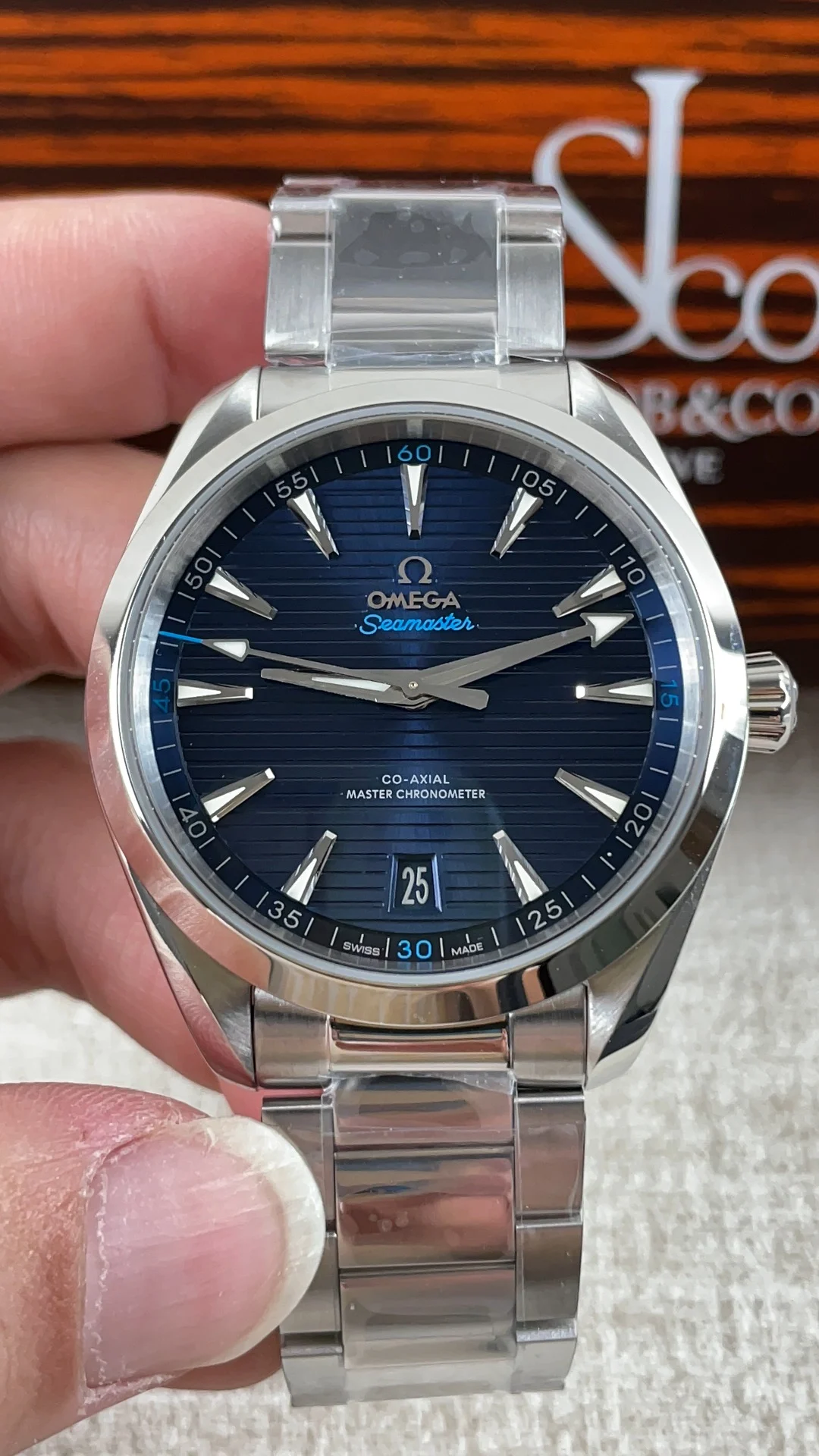 Omega 150 Teak Collection — photographed off the sweep