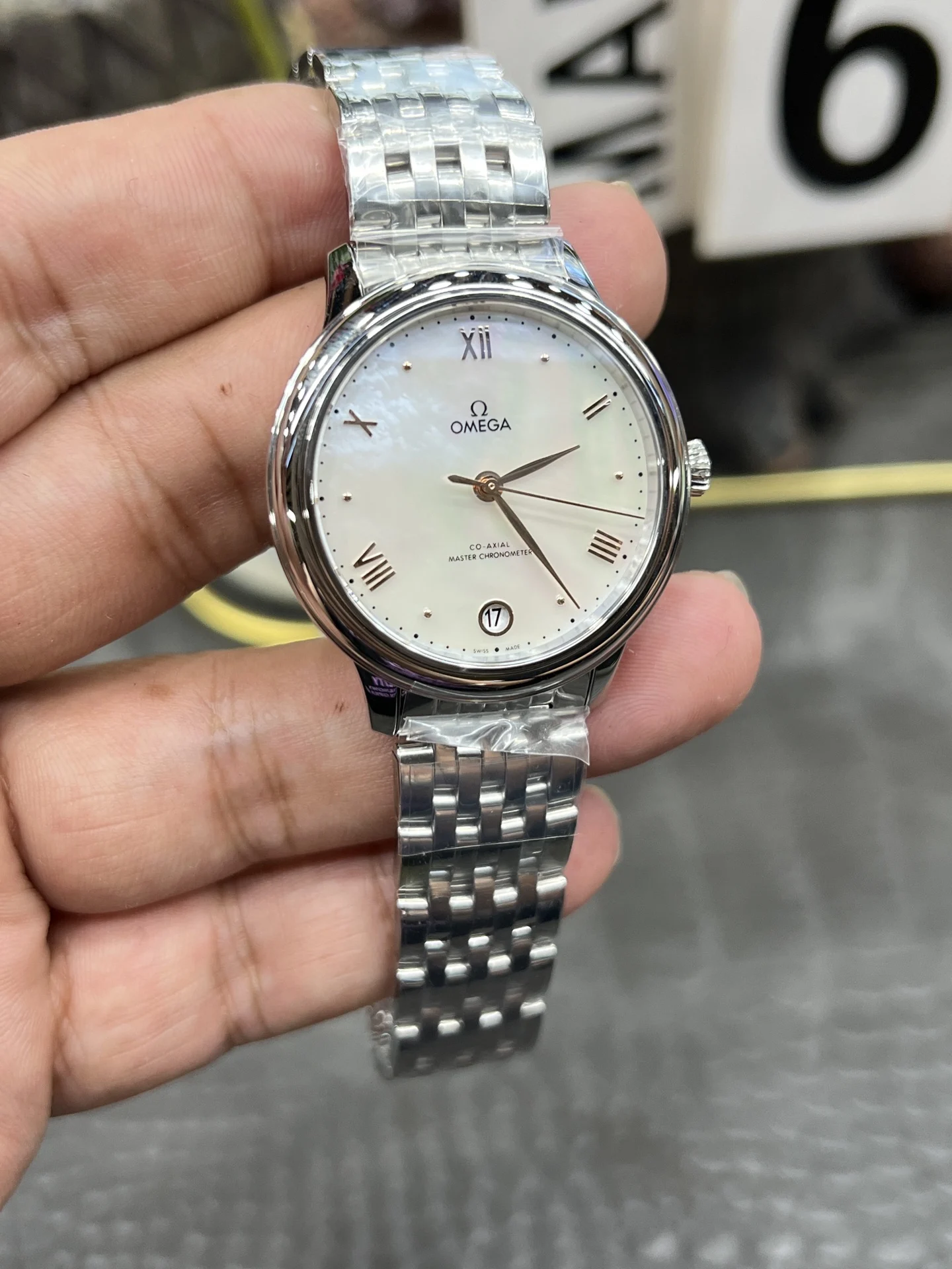 Omega 34mm — photographed off the sweep