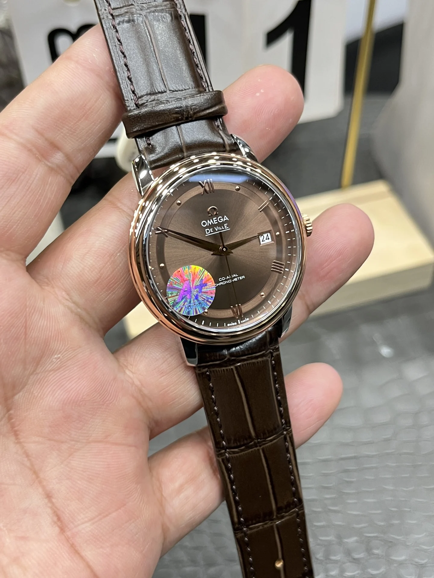 Omega 39.5mm — photographed off the sweep