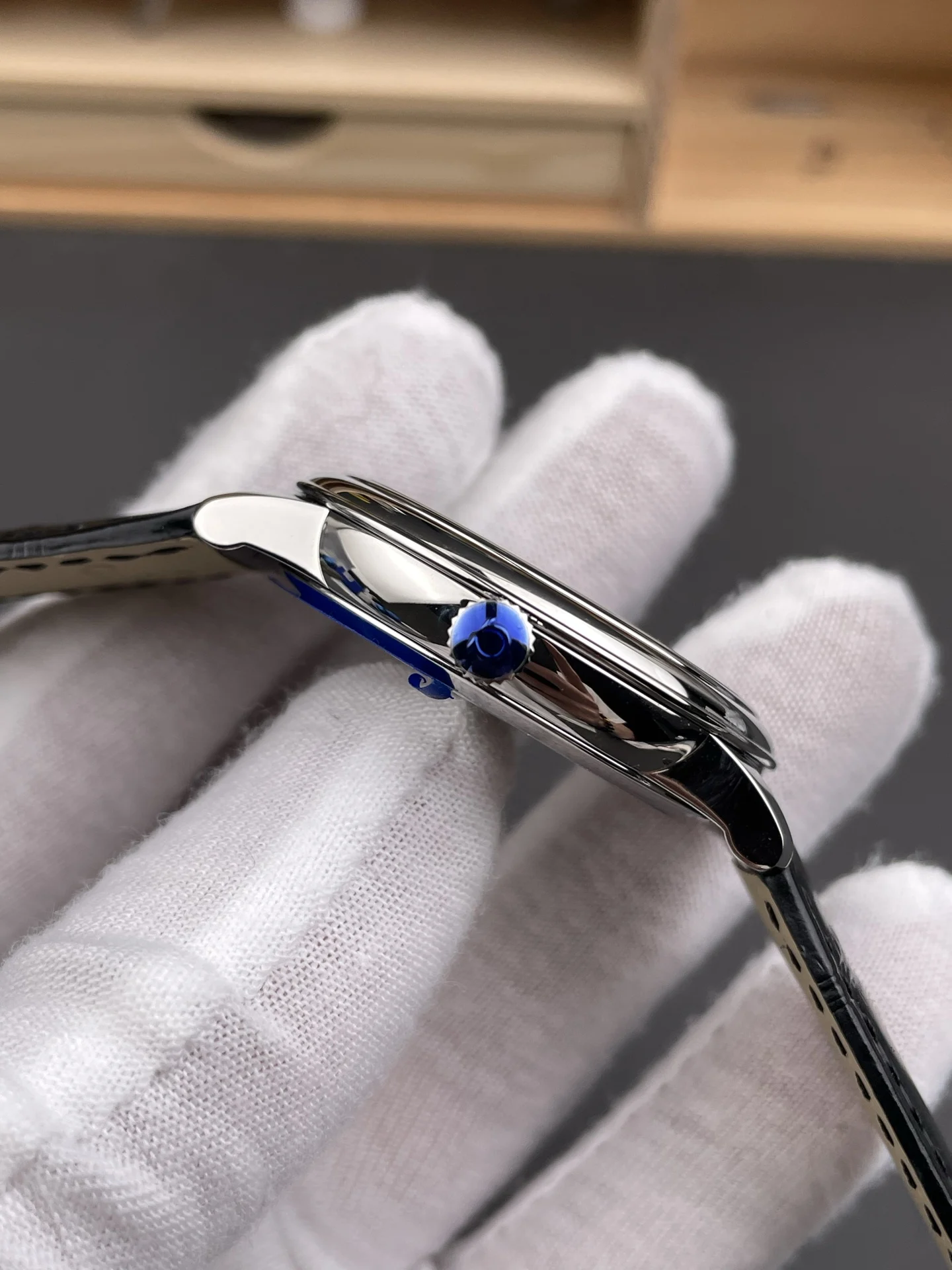 Omega Blue Dial 39.5mm — photographed off the sweep