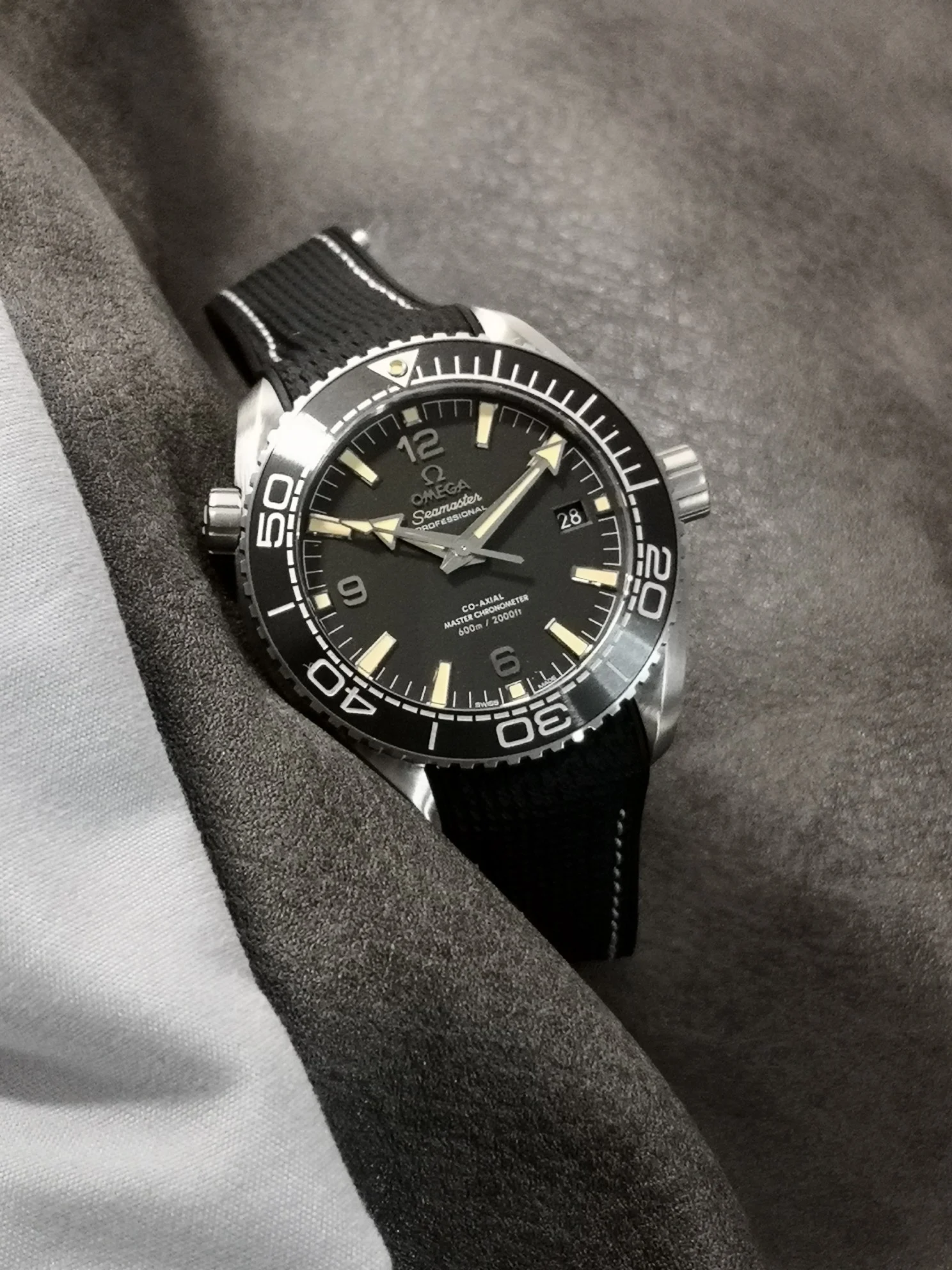 Omega Ceramic Black Dial 43.5mm — photographed off the sweep