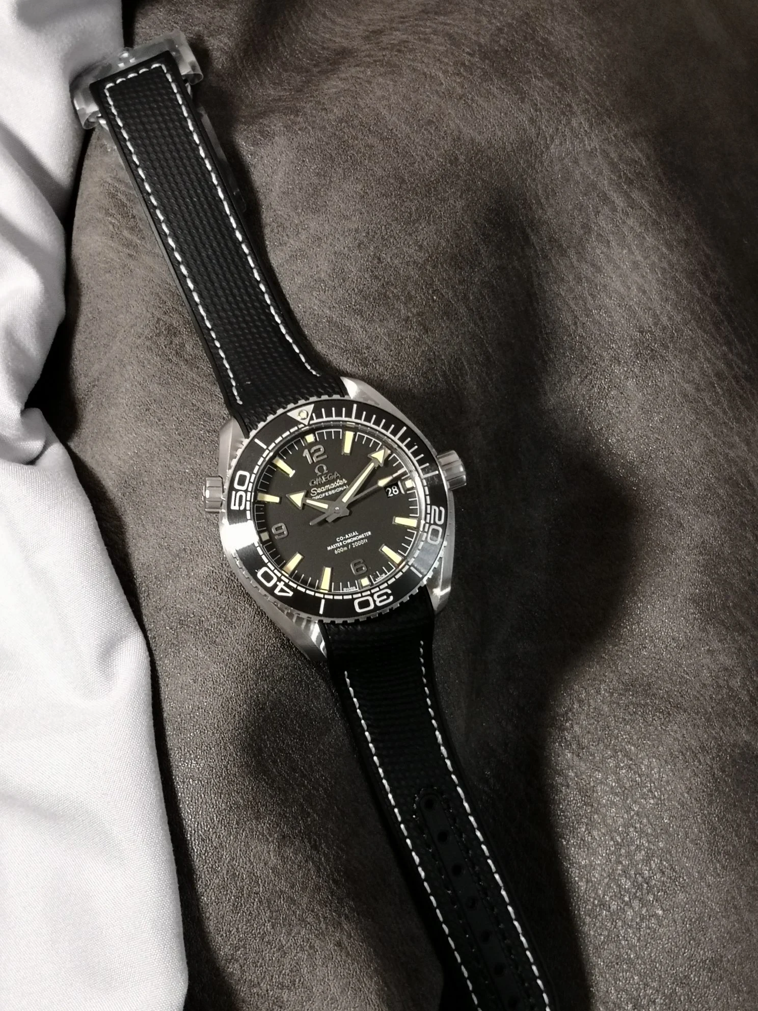 Omega Ceramic Black Dial 43.5mm — photographed off the sweep