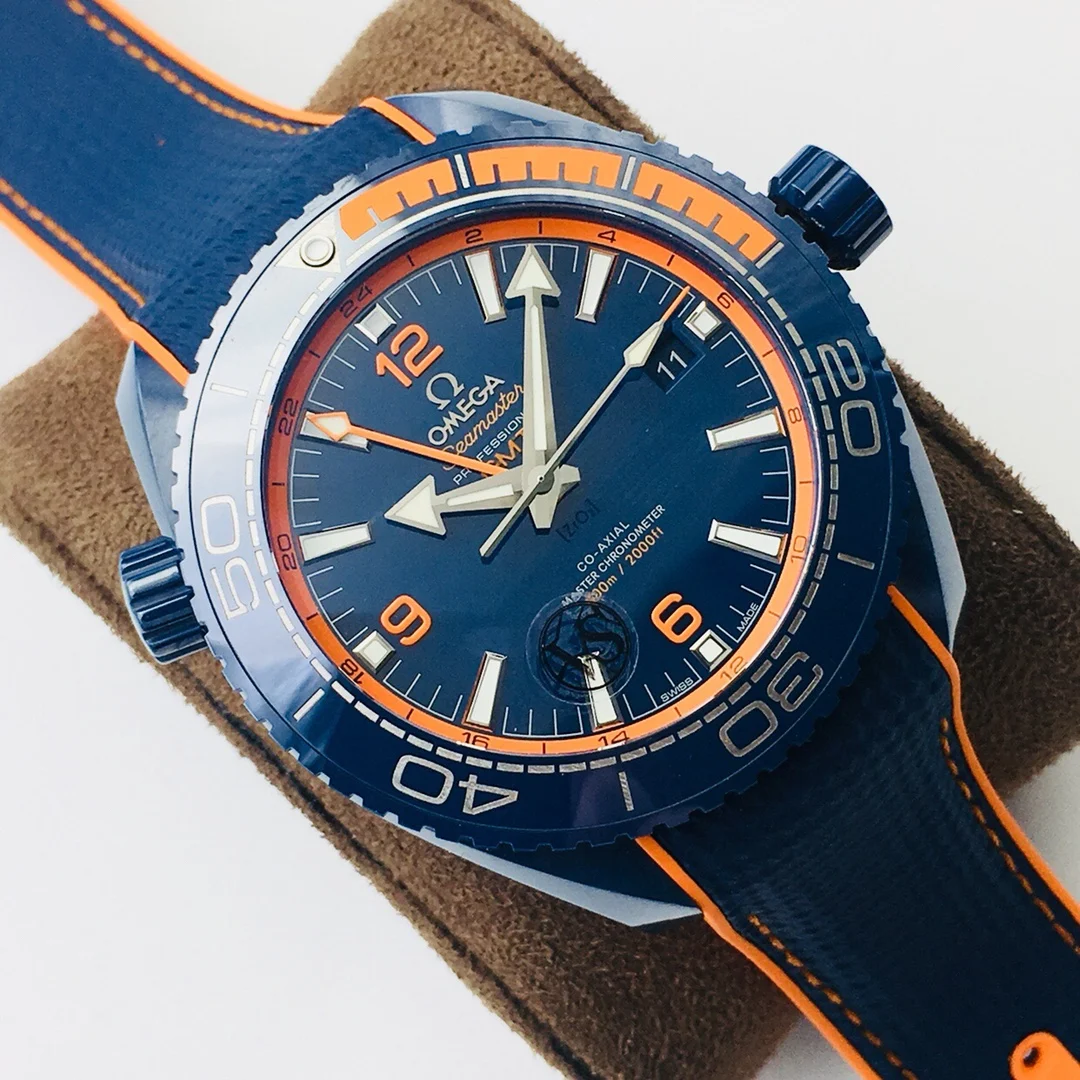 Omega Ceramic Blue Dial — photographed off the sweep