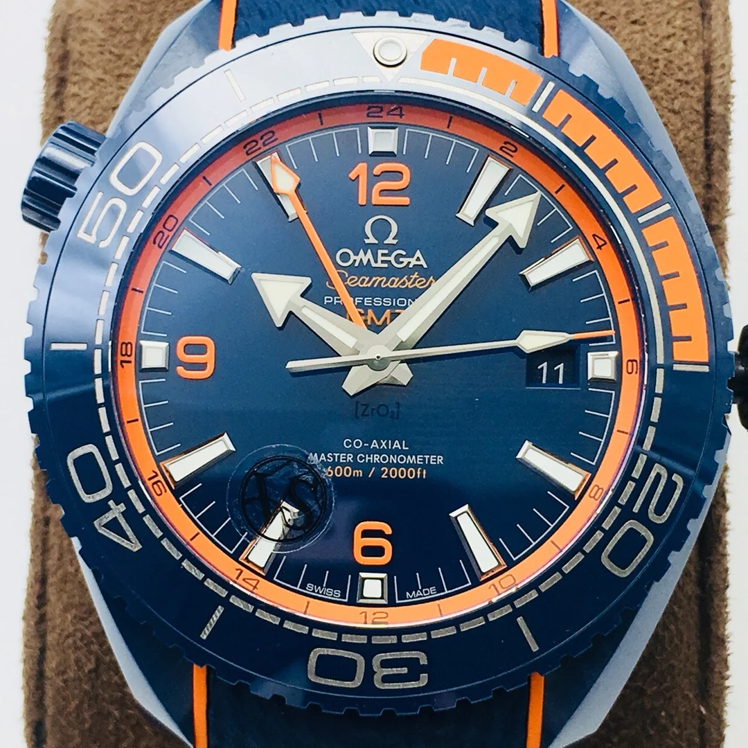 Omega Ceramic Blue Dial — photographed off the sweep