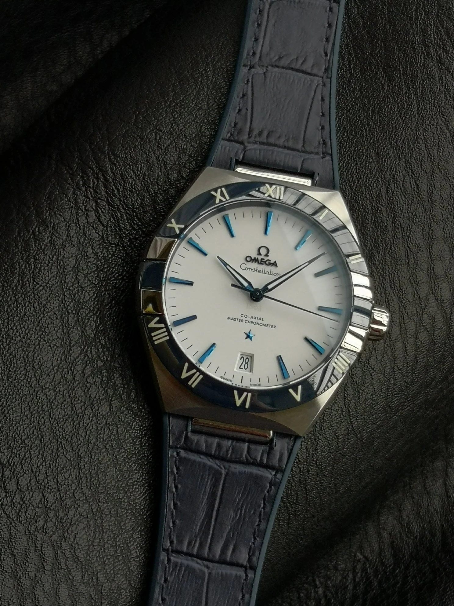 Omega Constellation 131.33.41.21.04.001 — photographed off the sweep