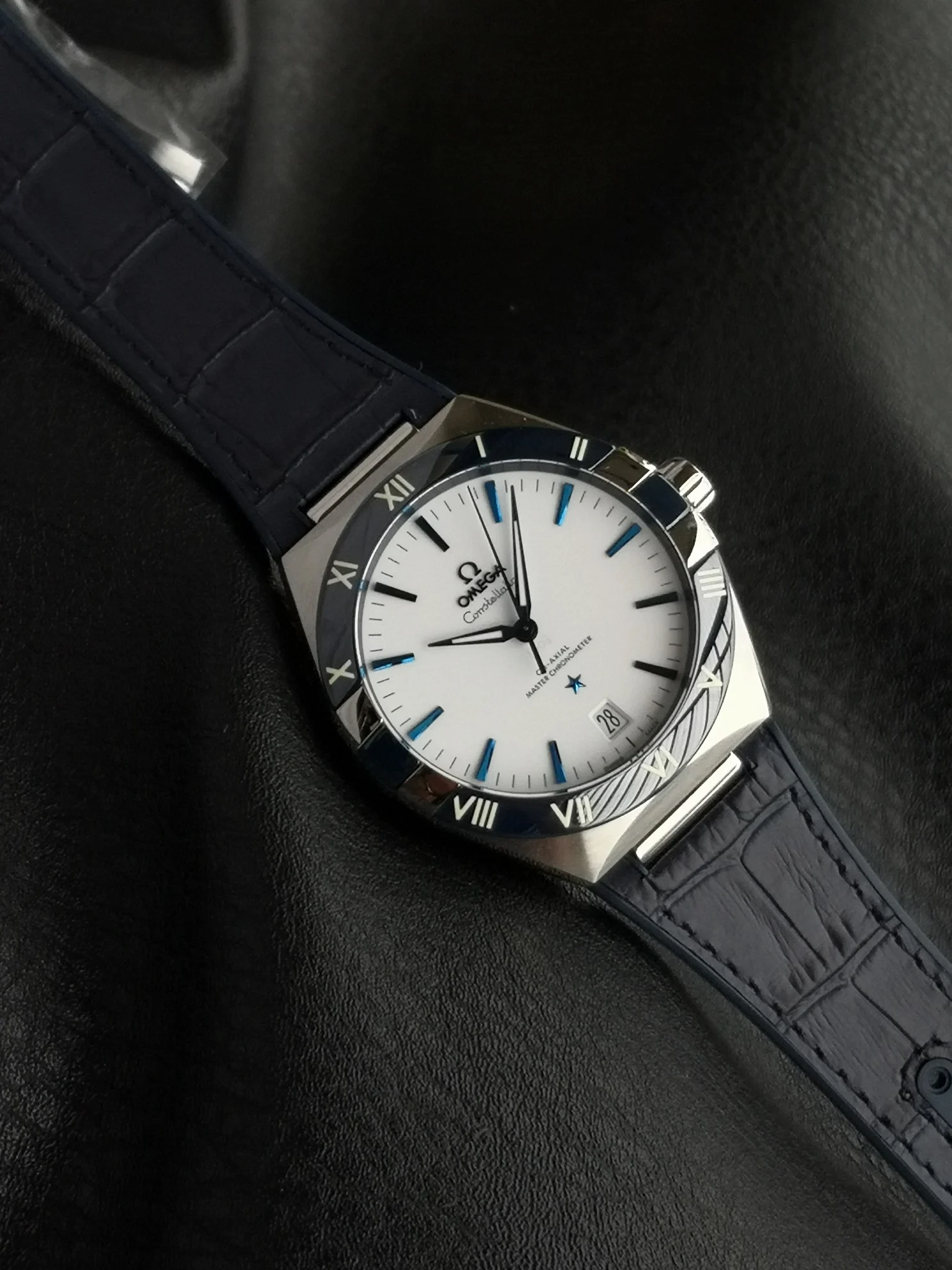 Omega Constellation 131.33.41.21.04.001 — photographed off the sweep