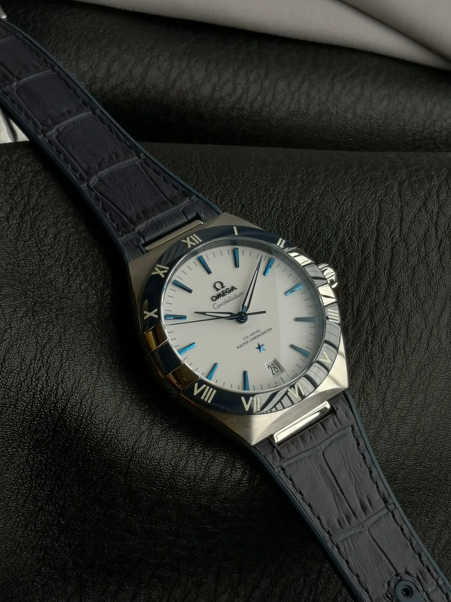 Omega Constellation 131.33.41.21.04.001 — photographed off the sweep