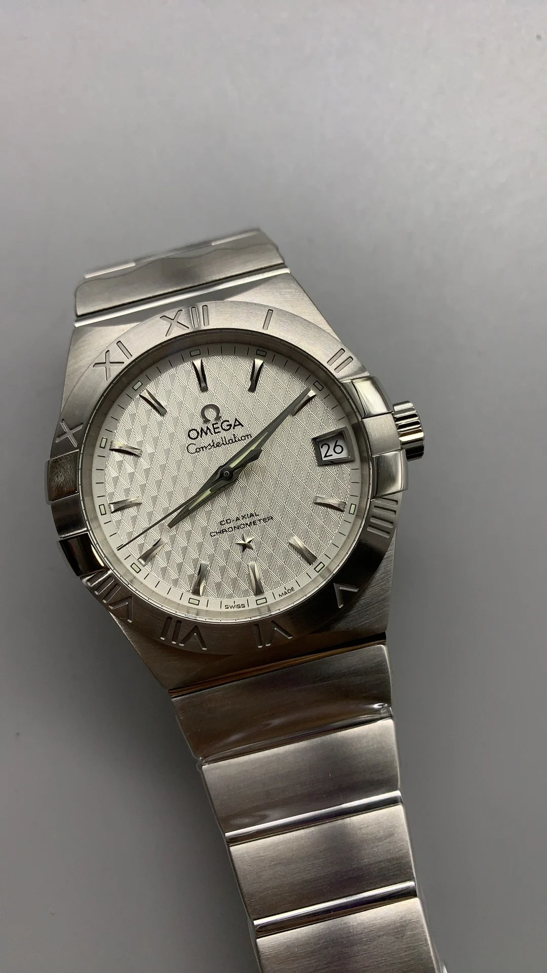 Omega Constellation 38mm — photographed off the sweep