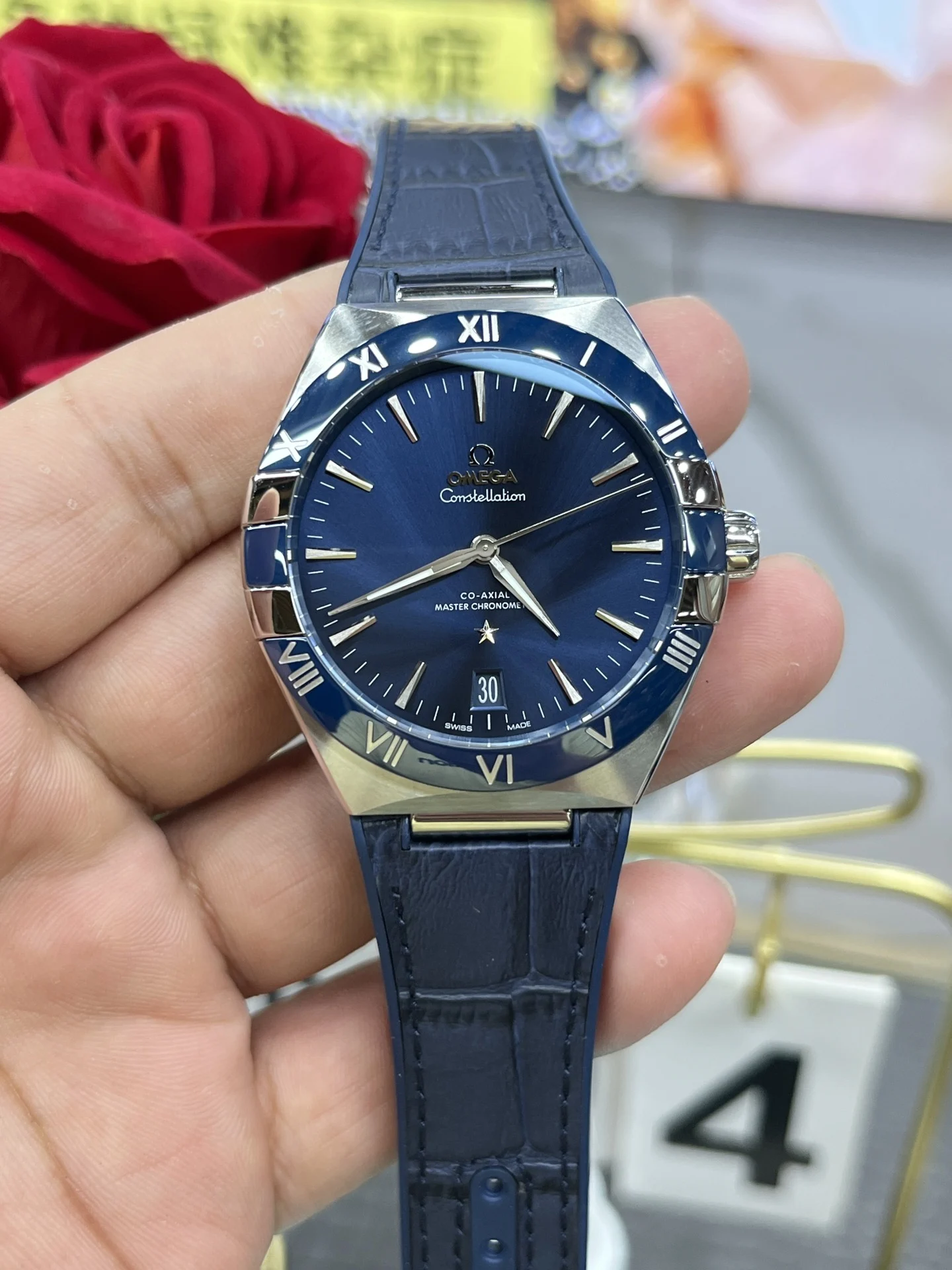 Omega Constellation Blue Dial — photographed off the sweep