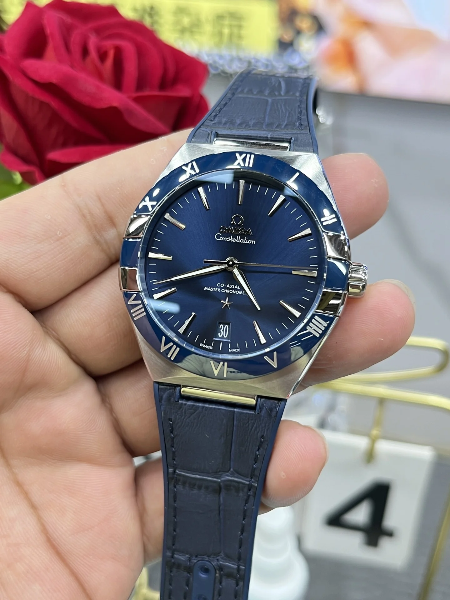 Omega Constellation Blue Dial — photographed off the sweep