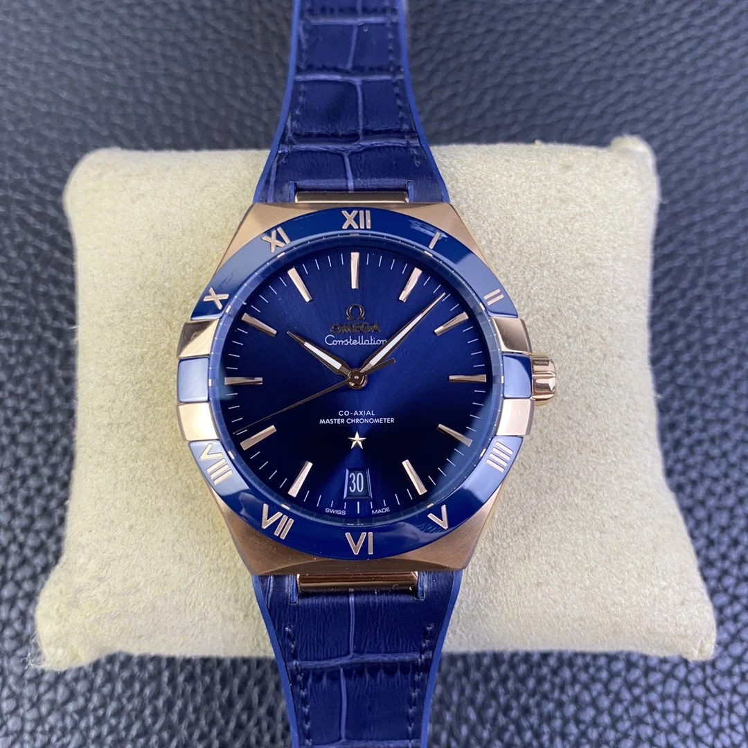 Omega Constellation Ceramic Blue Dial 41mm — photographed off the sweep