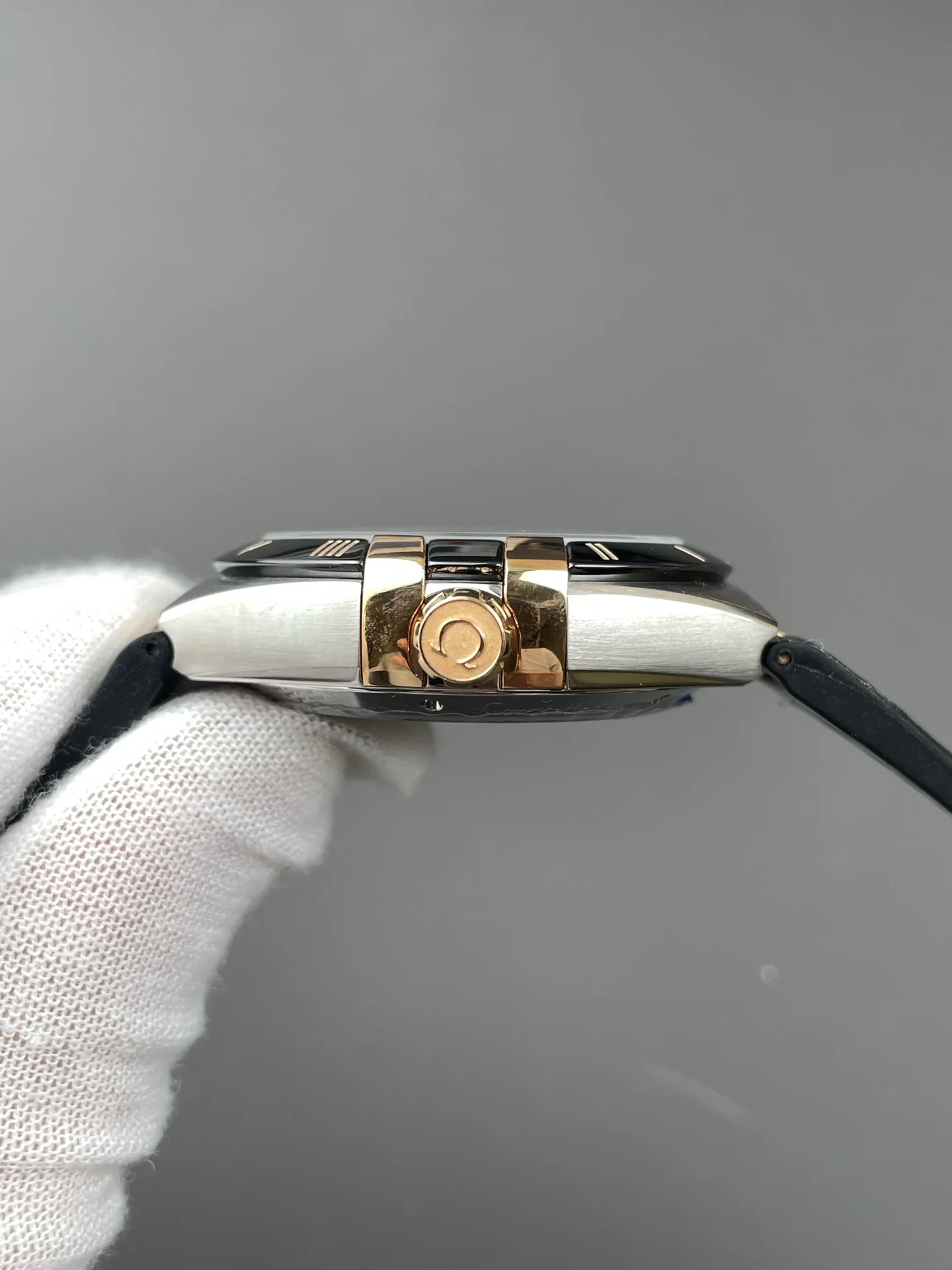Omega Constellation Rose Gold 41mm — photographed off the sweep