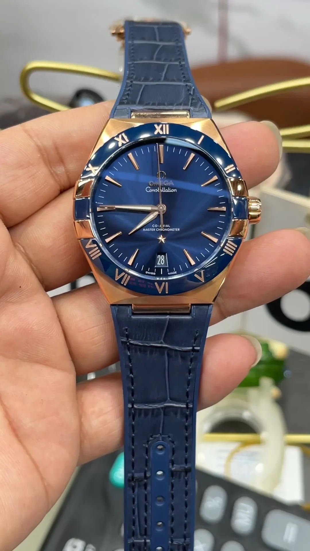 Omega Constellation Rose Gold Blue Dial 41mm