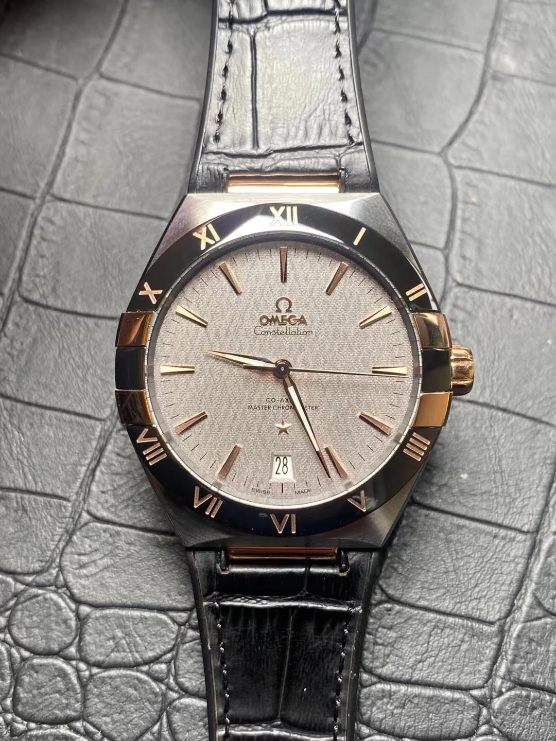 Omega Constellation Rose Gold — photographed off the sweep