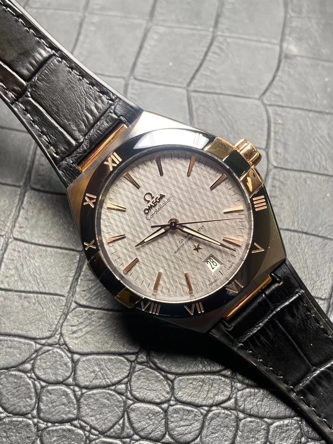 Omega Constellation Rose Gold — photographed off the sweep