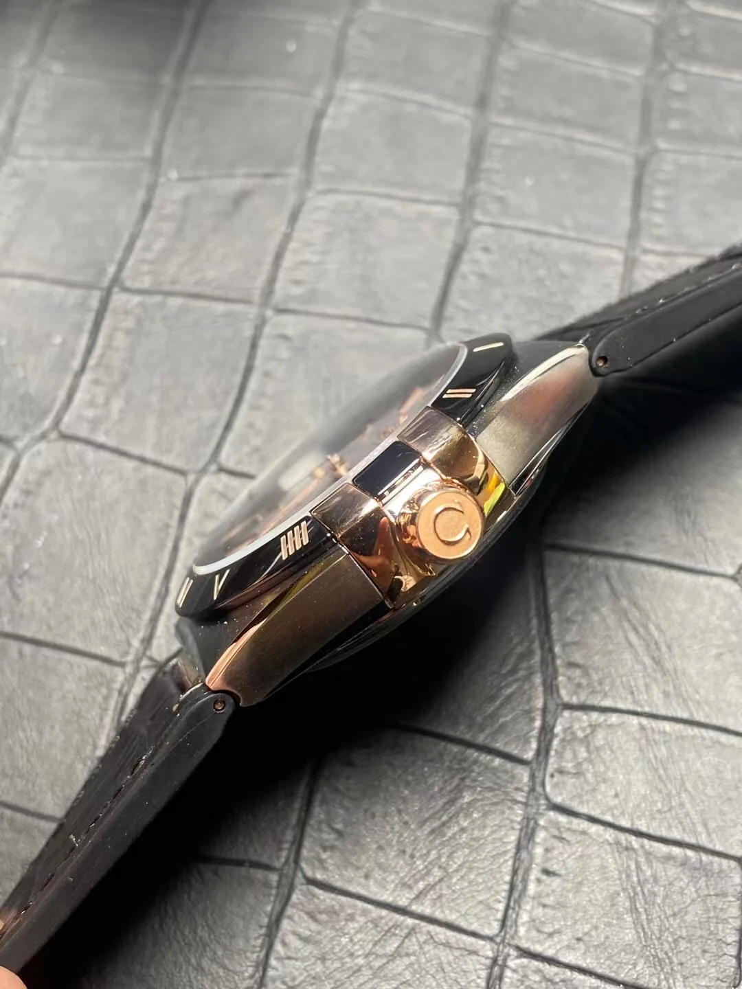 Omega Constellation Rose Gold — photographed off the sweep