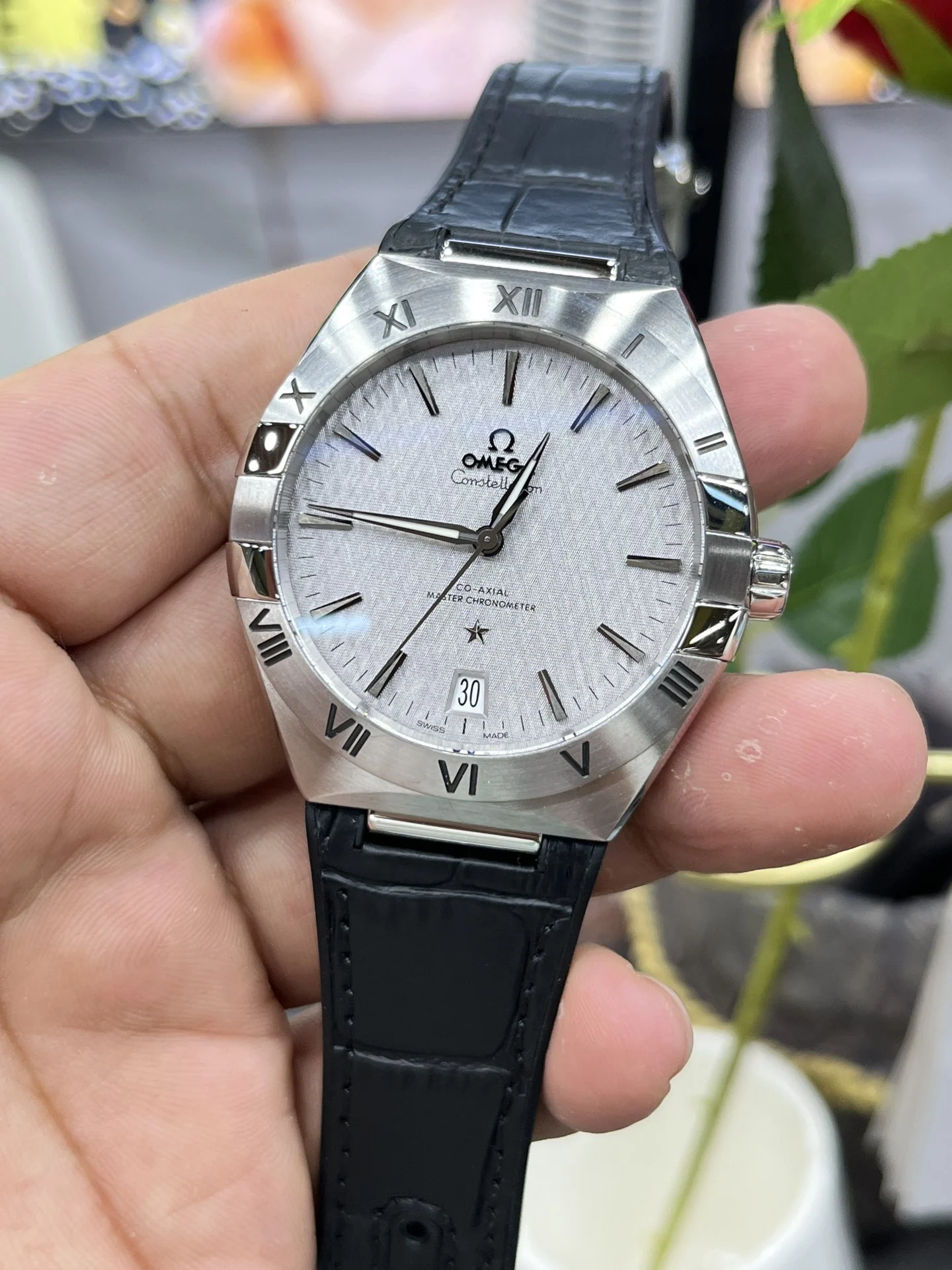 Omega Constellation Silver Dial — photographed off the sweep
