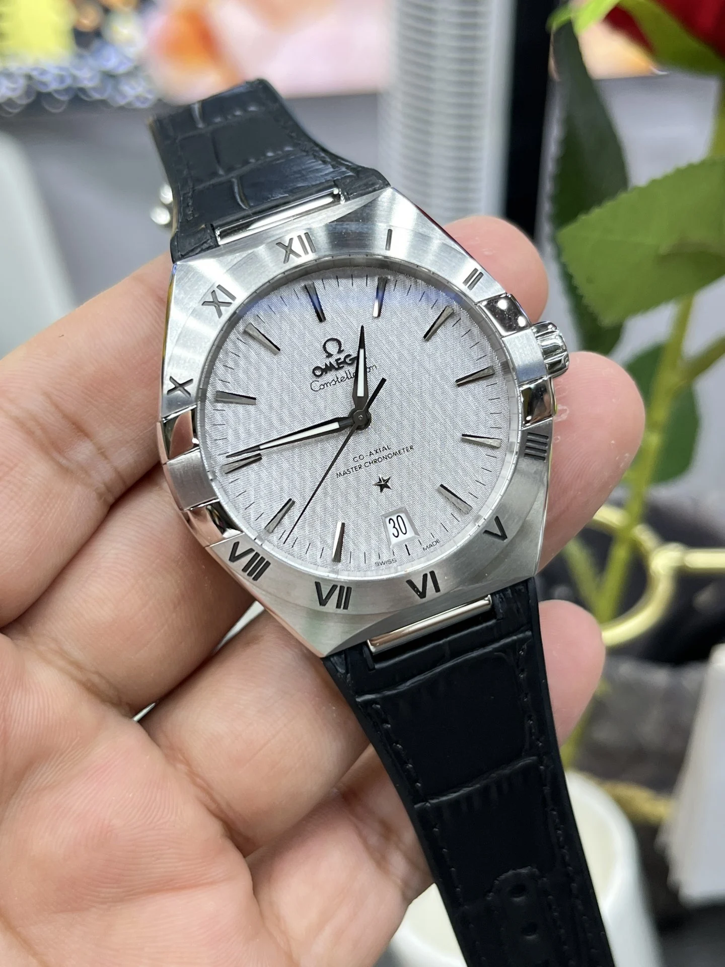 Omega Constellation Silver Dial — photographed off the sweep