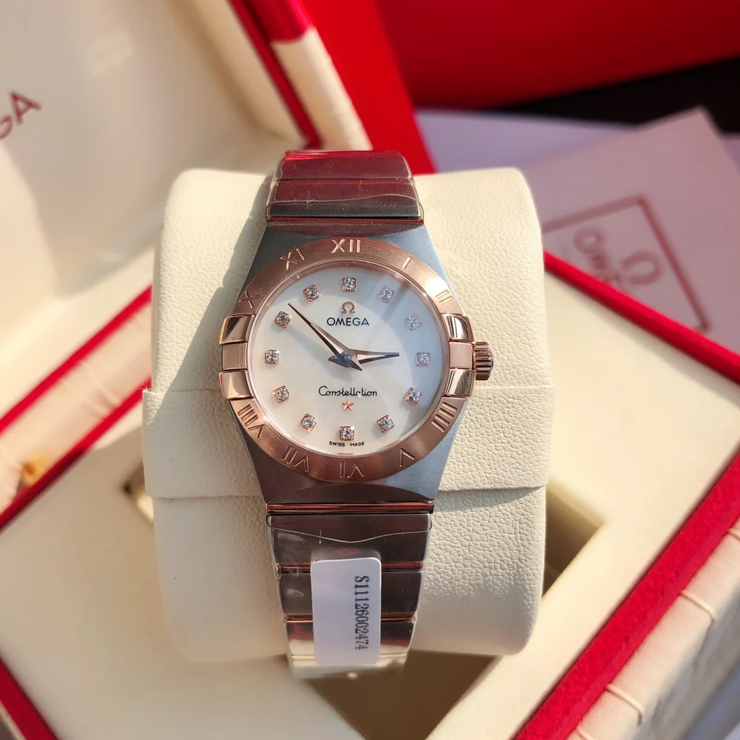 Omega Constellation Steel Diamond-Set 27mm — photographed off the sweep