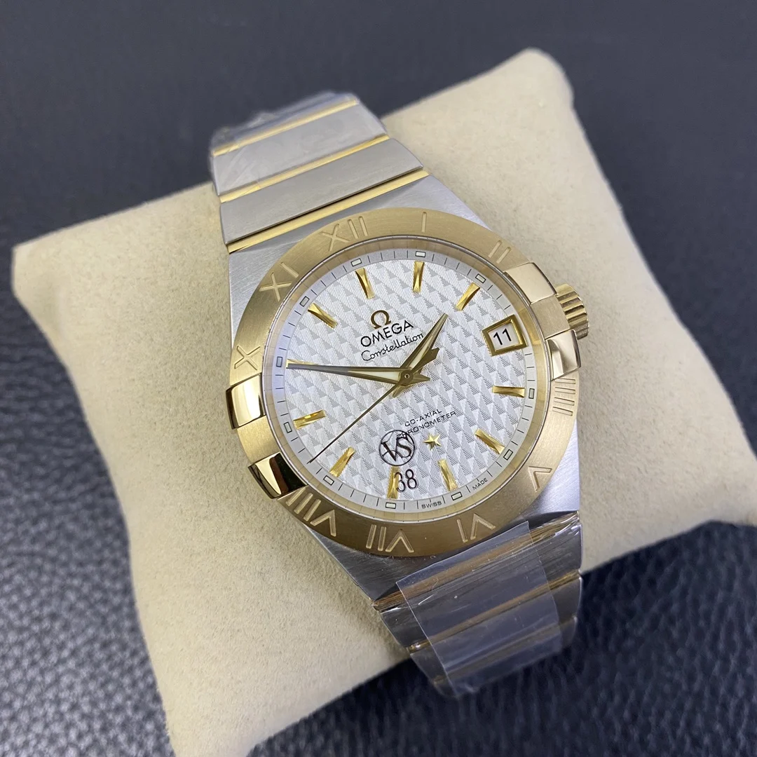 Omega Constellation Two-Tone White Dial — photographed off the sweep