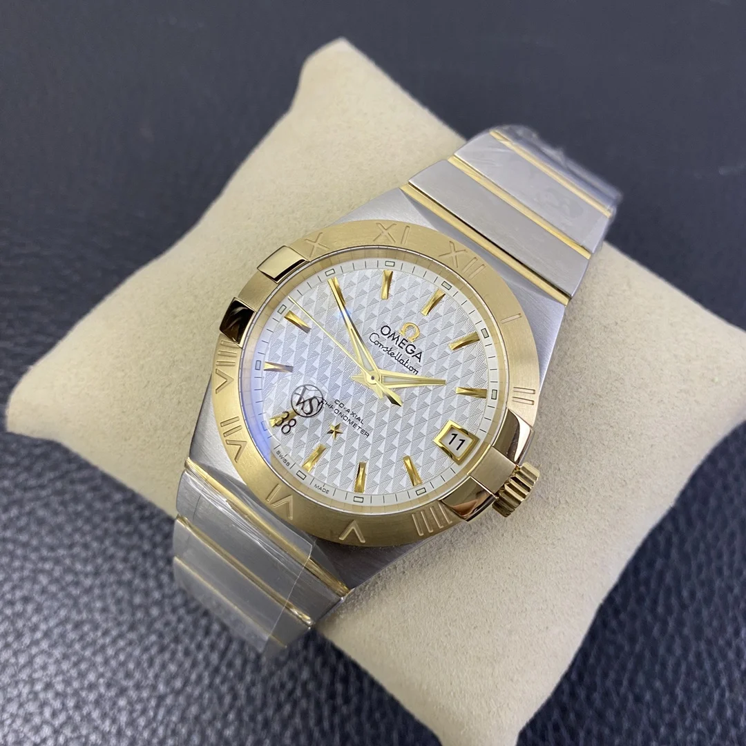 Omega Constellation Two-Tone White Dial — photographed off the sweep