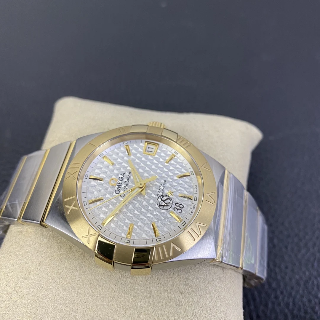 Omega Constellation Two-Tone White Dial — photographed off the sweep