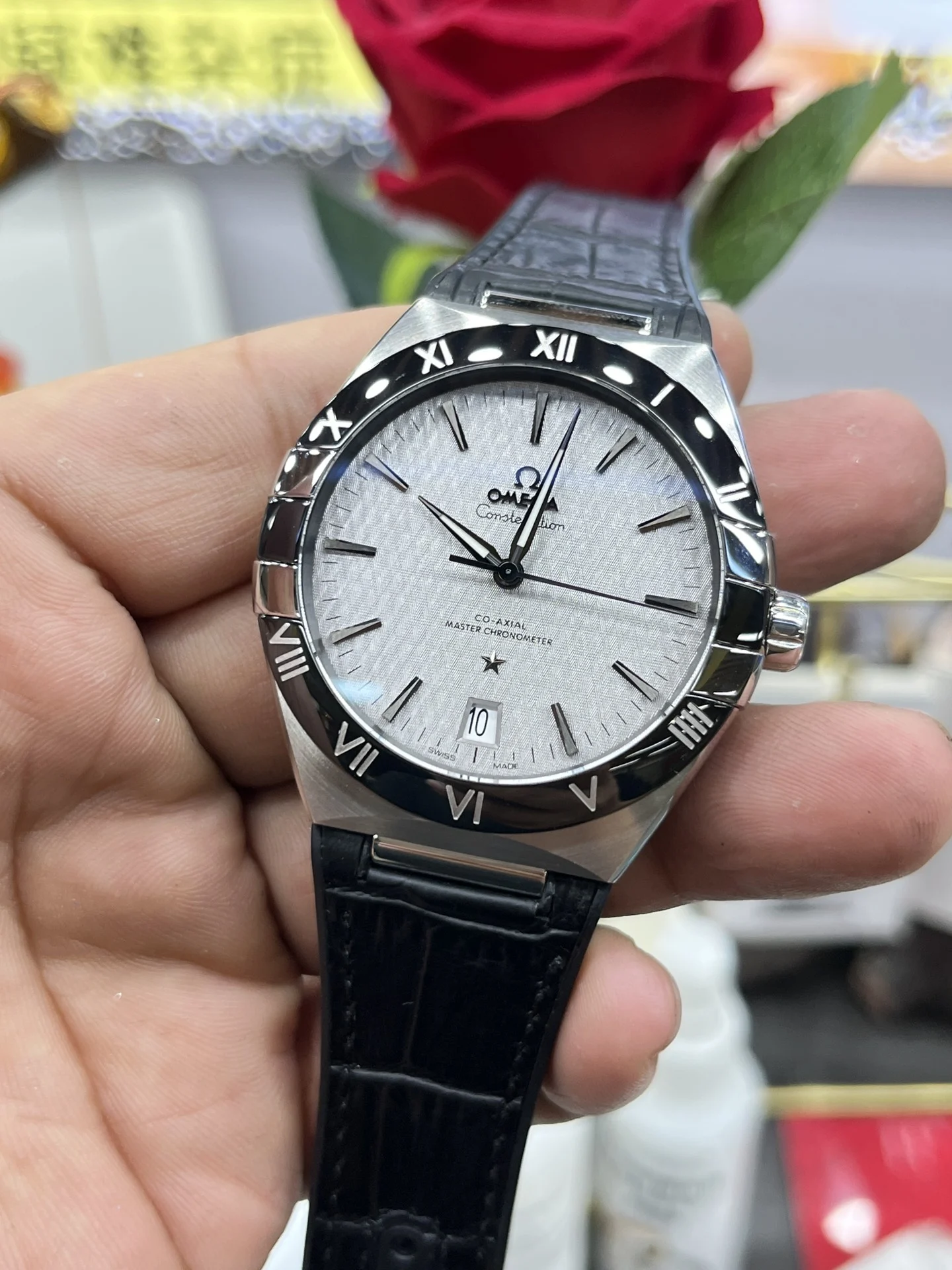 Omega Constellation White Dial — photographed off the sweep