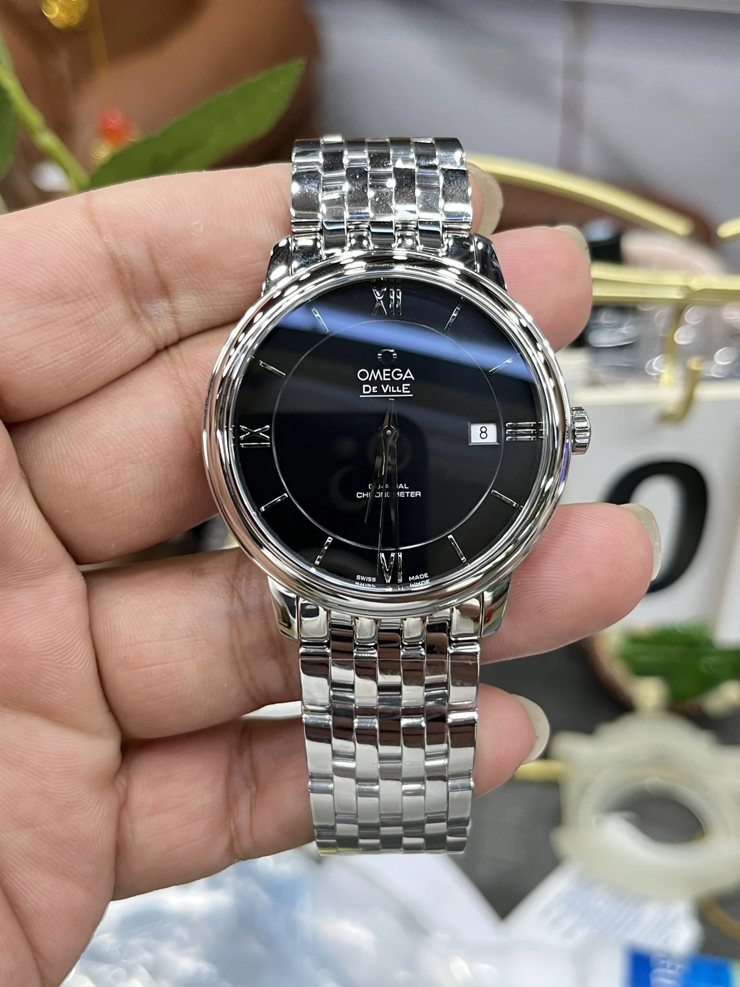 Omega De Ville Black Dial 39.5mm — photographed off the sweep