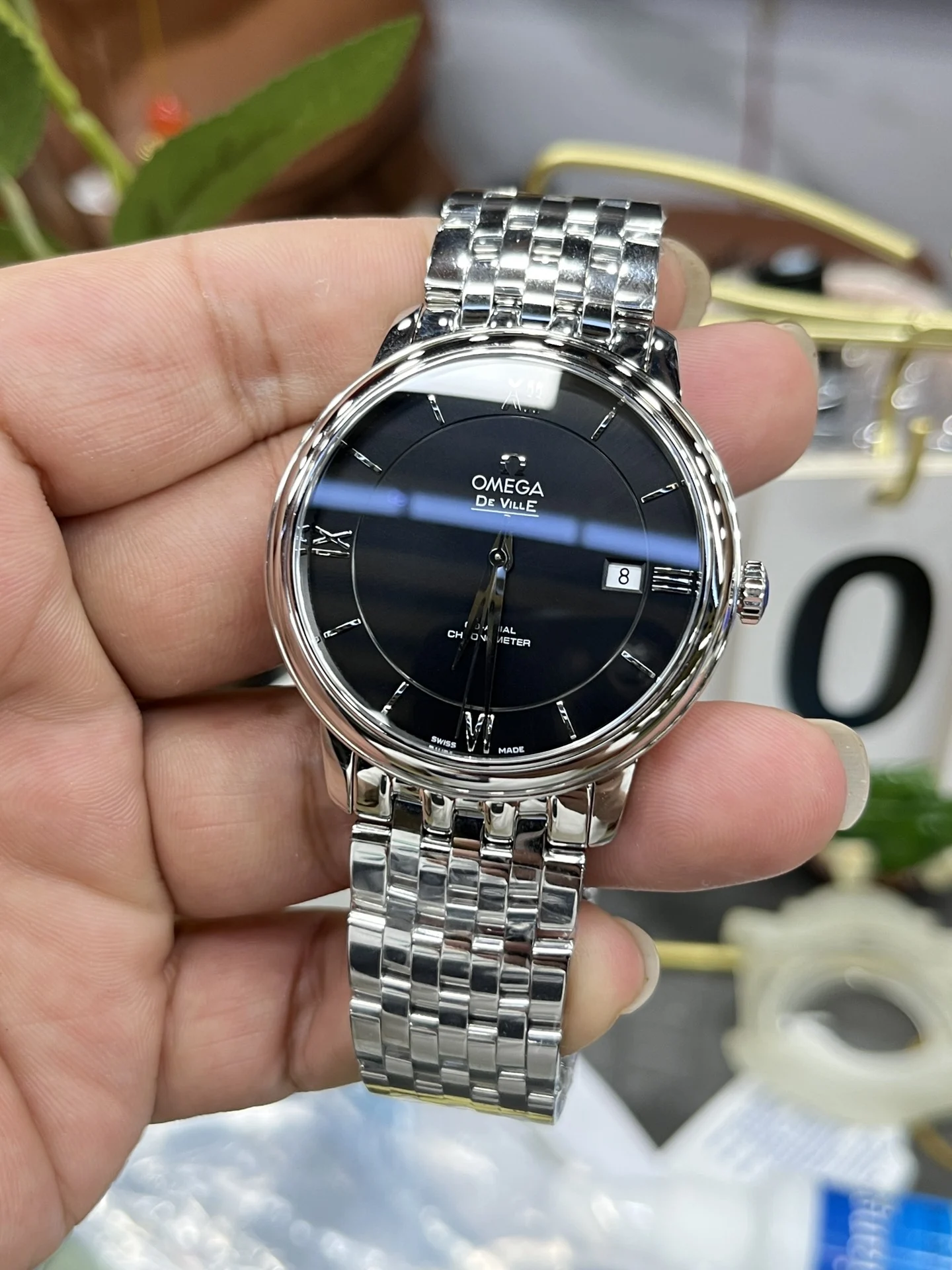 Omega De Ville Black Dial 39.5mm — photographed off the sweep