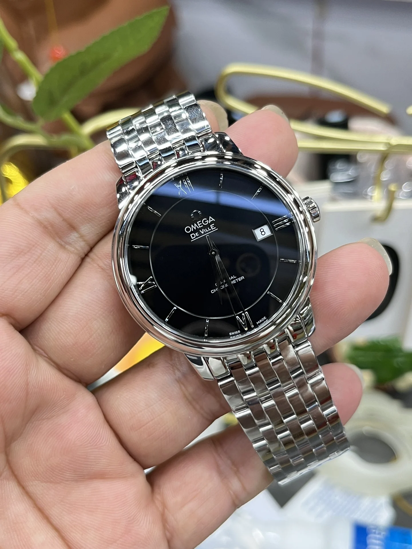 Omega De Ville Black Dial 39.5mm — photographed off the sweep