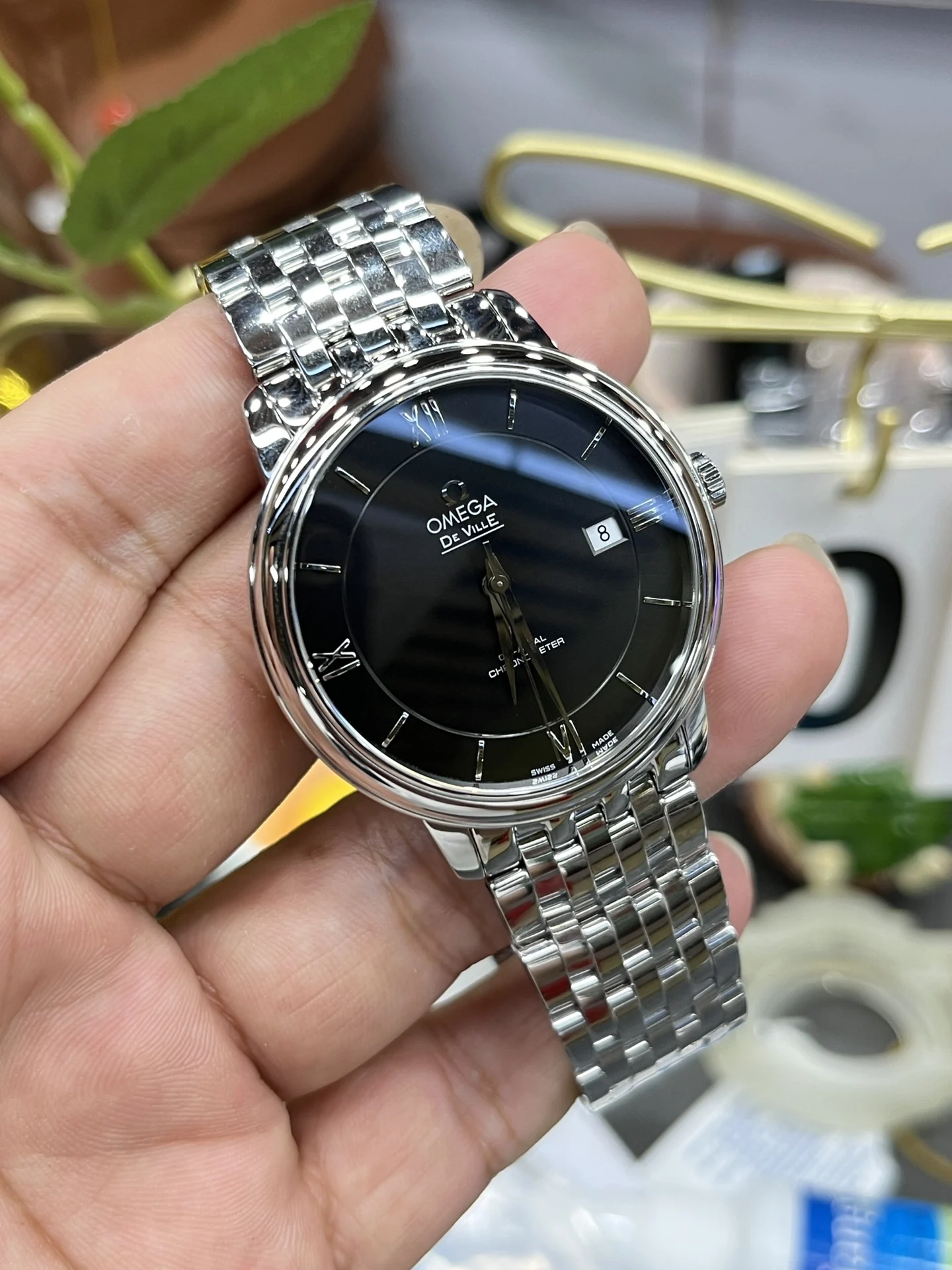 Omega De Ville Black Dial 39.5mm — photographed off the sweep