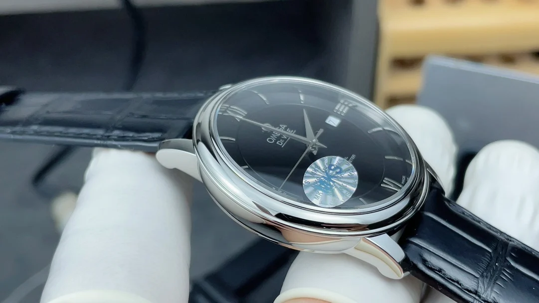 Omega De Ville Black Dial 39.5mm — photographed off the sweep