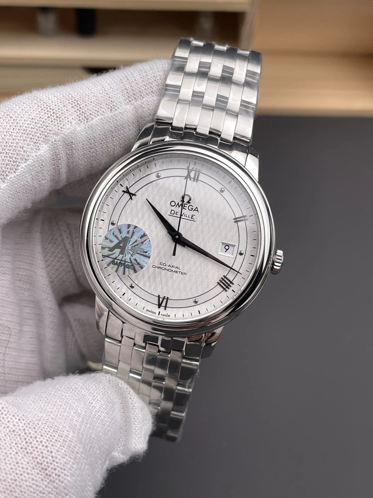 Omega De Ville Black Dial 39.5mm — photographed off the sweep
