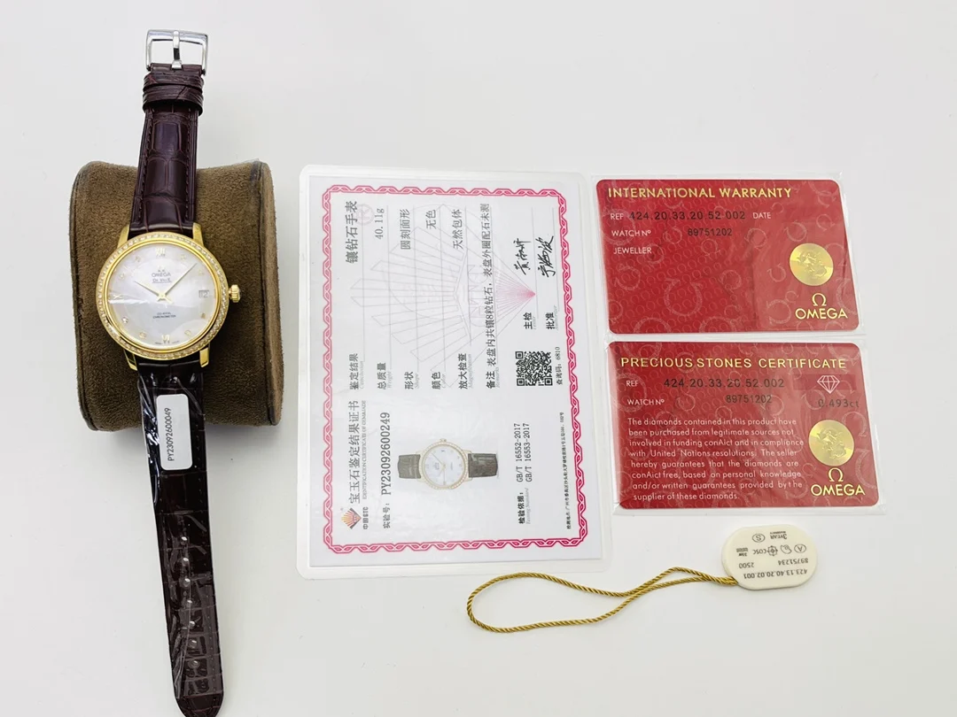 Omega De Ville Rose Gold Diamond-Set 32.7mm — photographed off the sweep