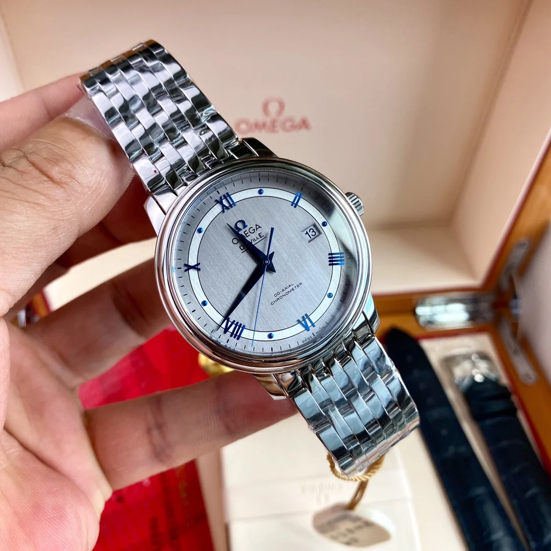 Omega De Ville Steel 39.5mm — photographed off the sweep