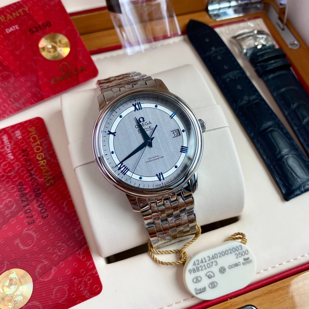 Omega De Ville Steel 39.5mm — photographed off the sweep