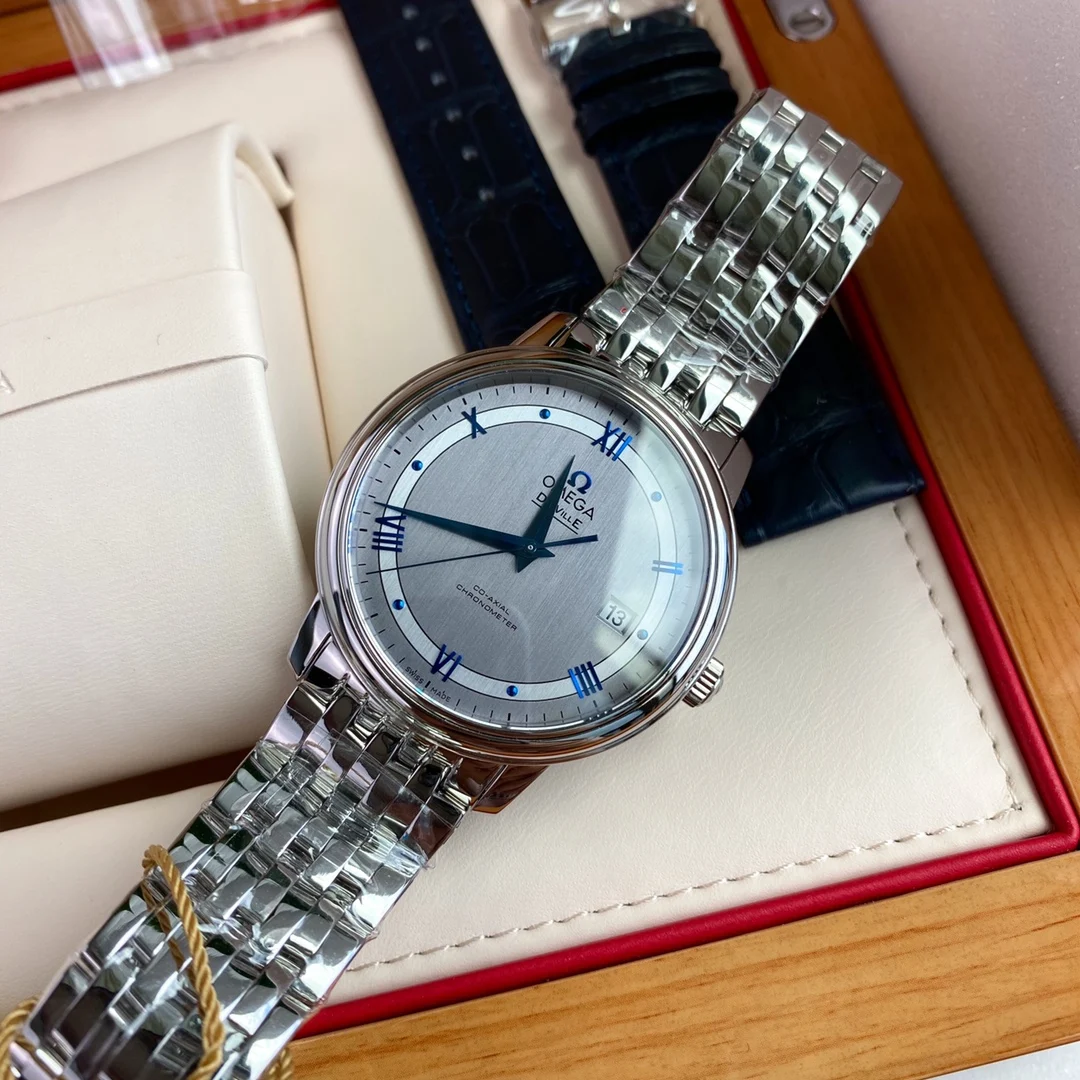 Omega De Ville Steel 39.5mm — photographed off the sweep