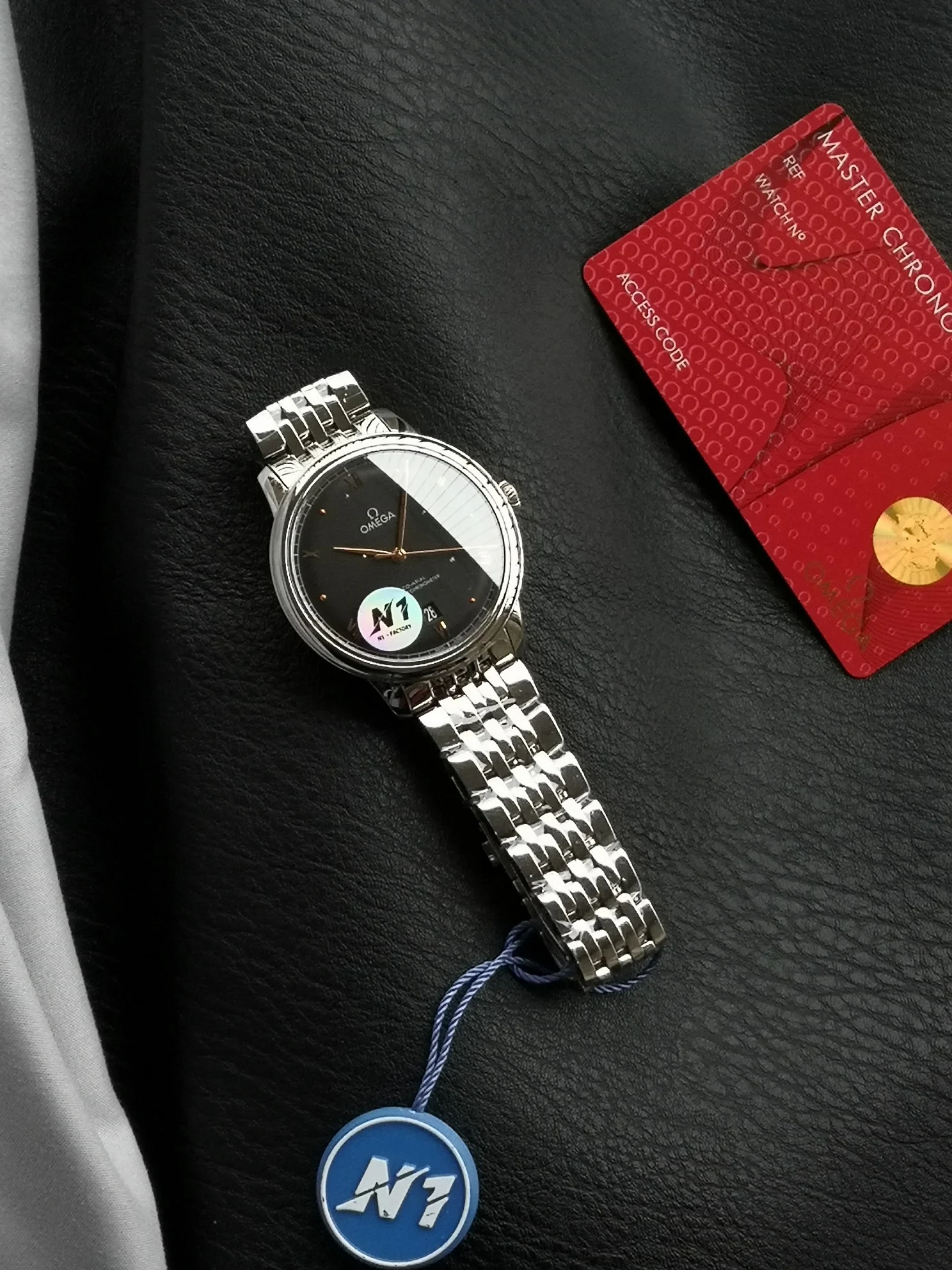 Omega De Ville Steel Blue Dial 40mm — photographed off the sweep