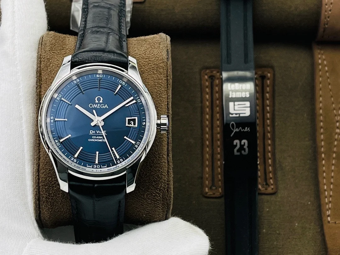 Omega De Ville Steel Blue Dial 41mm — photographed off the sweep