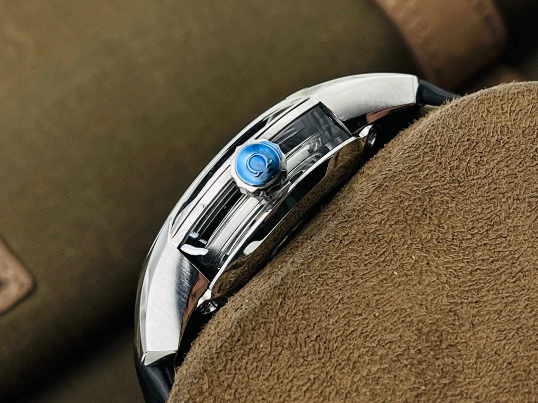 Omega De Ville Steel Blue Dial 41mm — photographed off the sweep