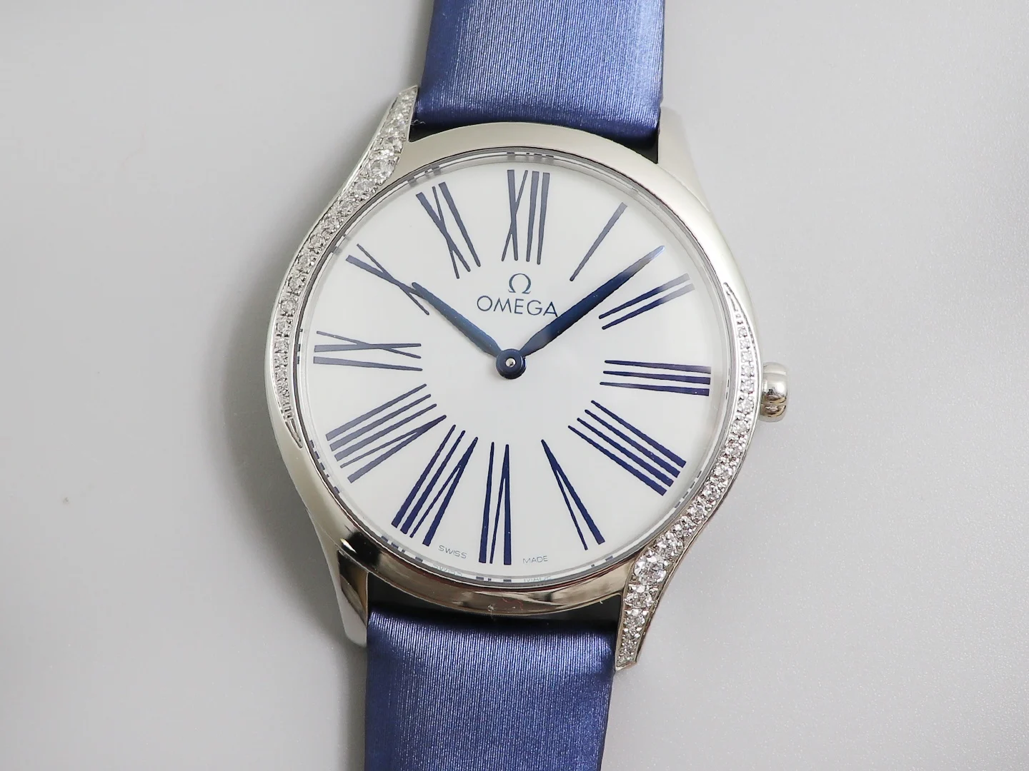 Omega De Ville Steel Blue Dial — photographed off the sweep