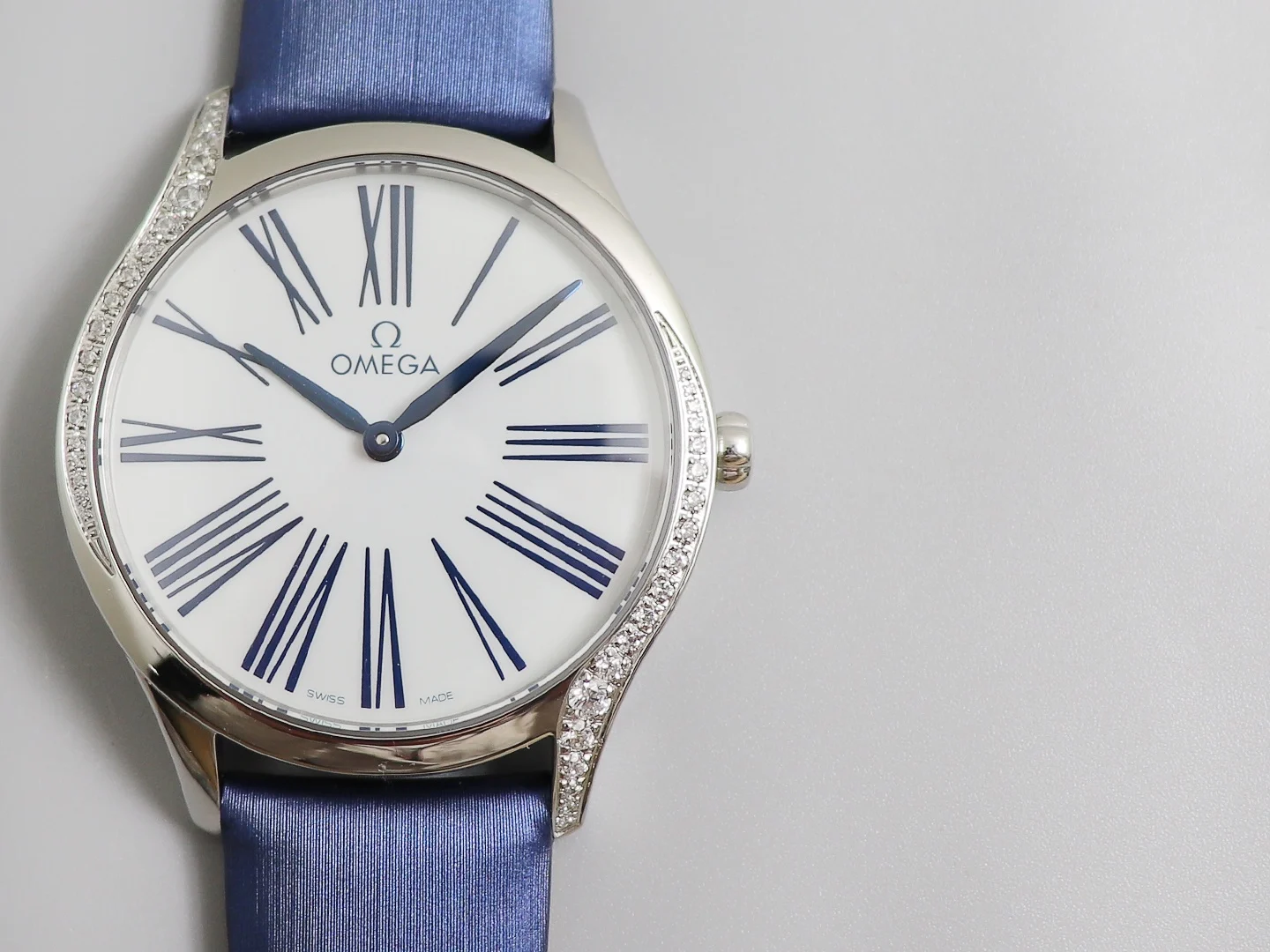 Omega De Ville Steel Blue Dial — photographed off the sweep