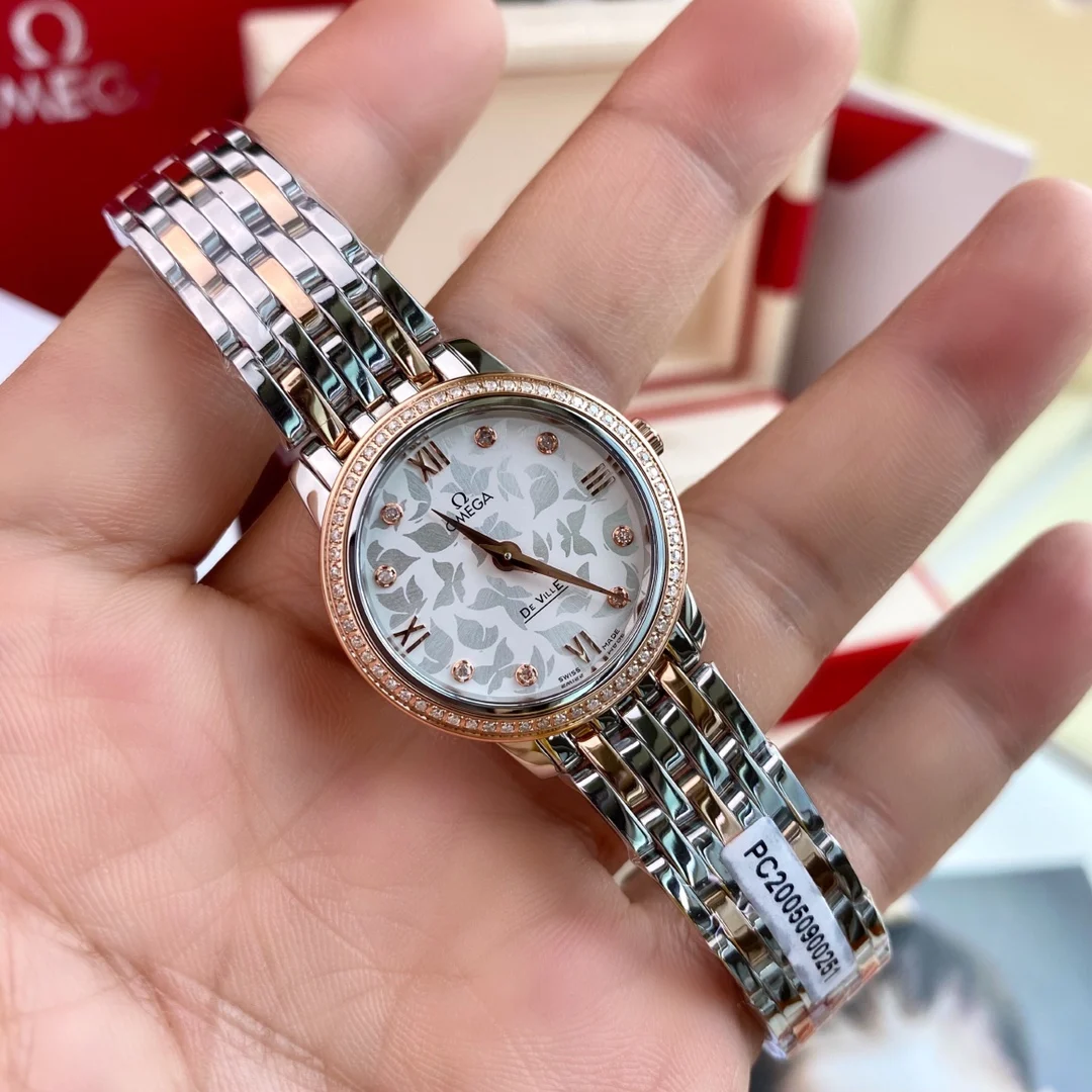 Omega De Ville Steel Diamond-Set 27.4mm — photographed off the sweep