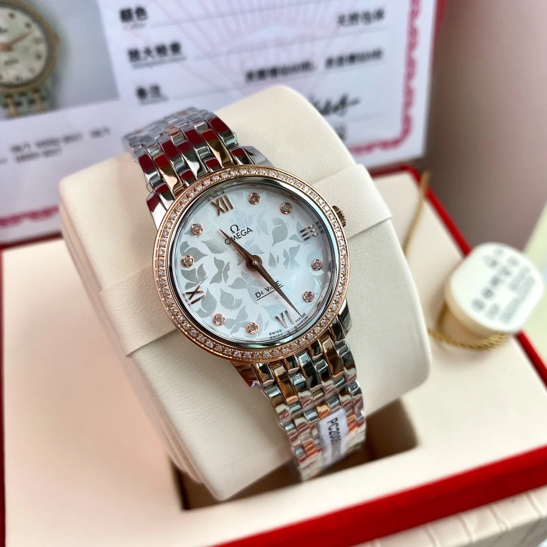 Omega De Ville Steel Diamond-Set 27.4mm — photographed off the sweep