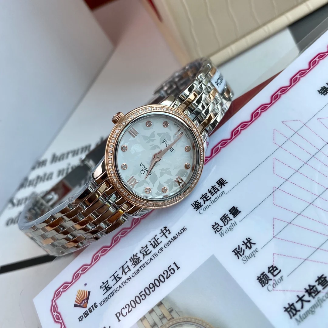 Omega De Ville Steel Diamond-Set 27.4mm — photographed off the sweep