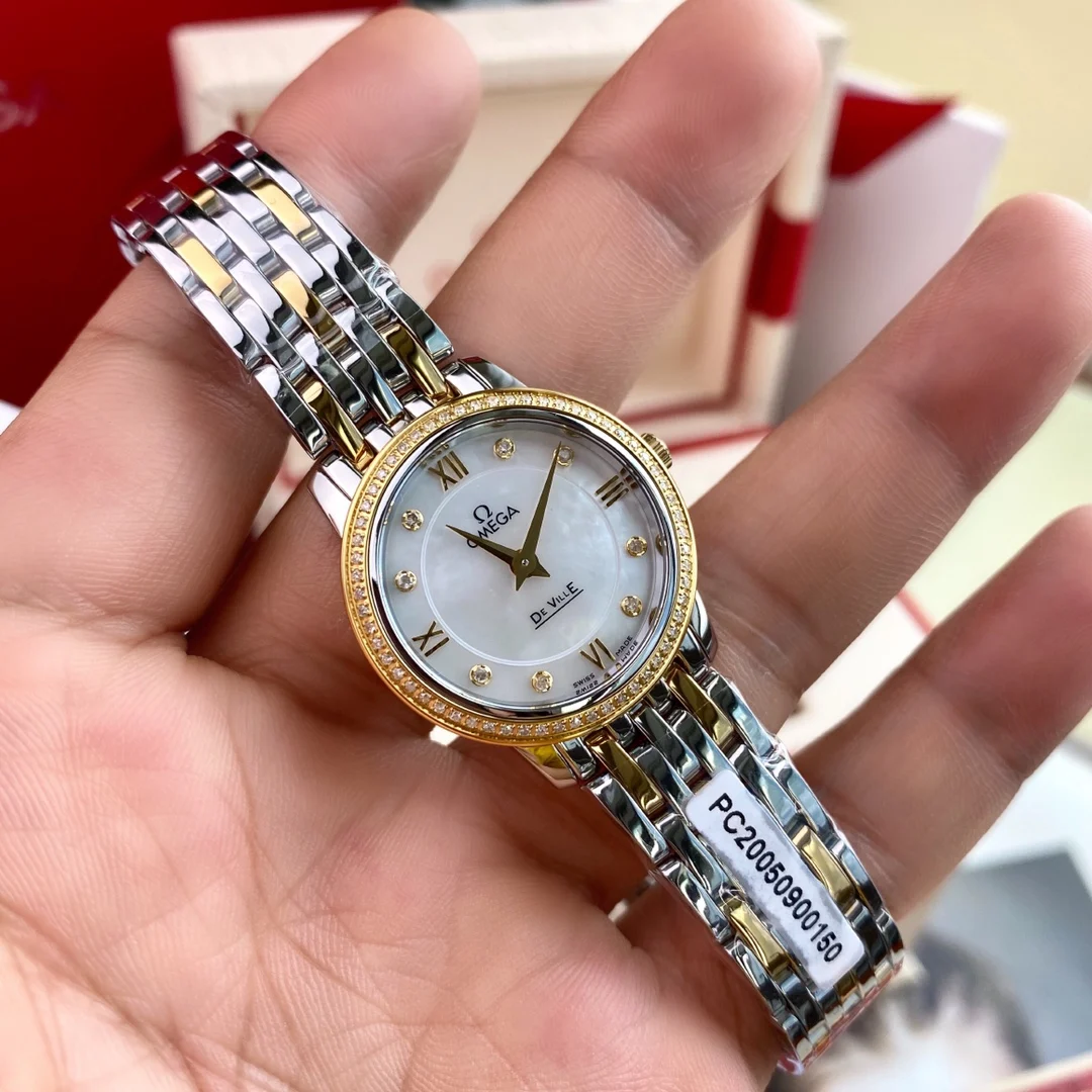 Omega De Ville Steel Diamond-Set 27.4mm — photographed off the sweep